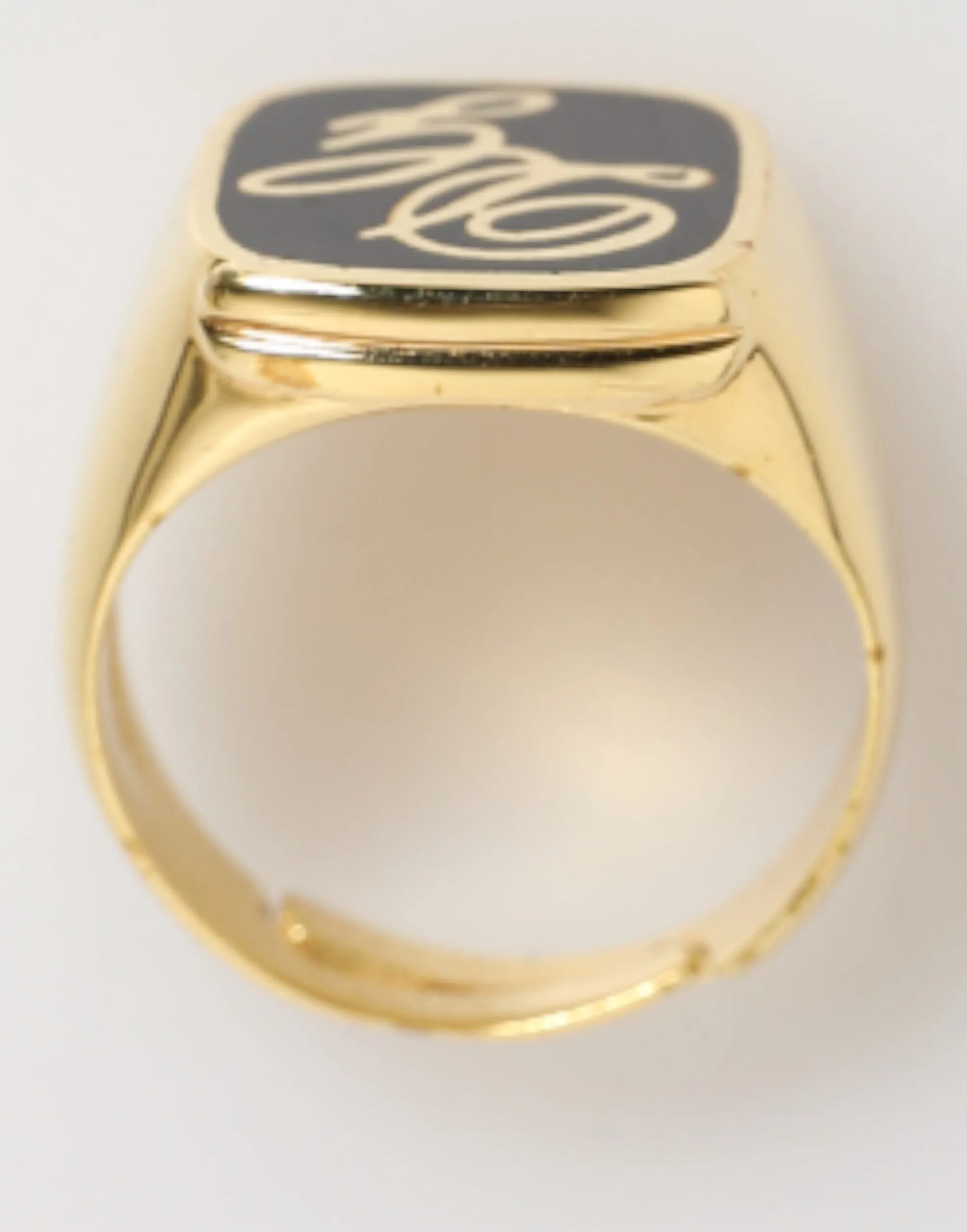 Dolce & Gabbana Gold Tone Enamel Brass Signet DG Logo Adjustable Ring sold by Siebentaschen product image thumbnail 5