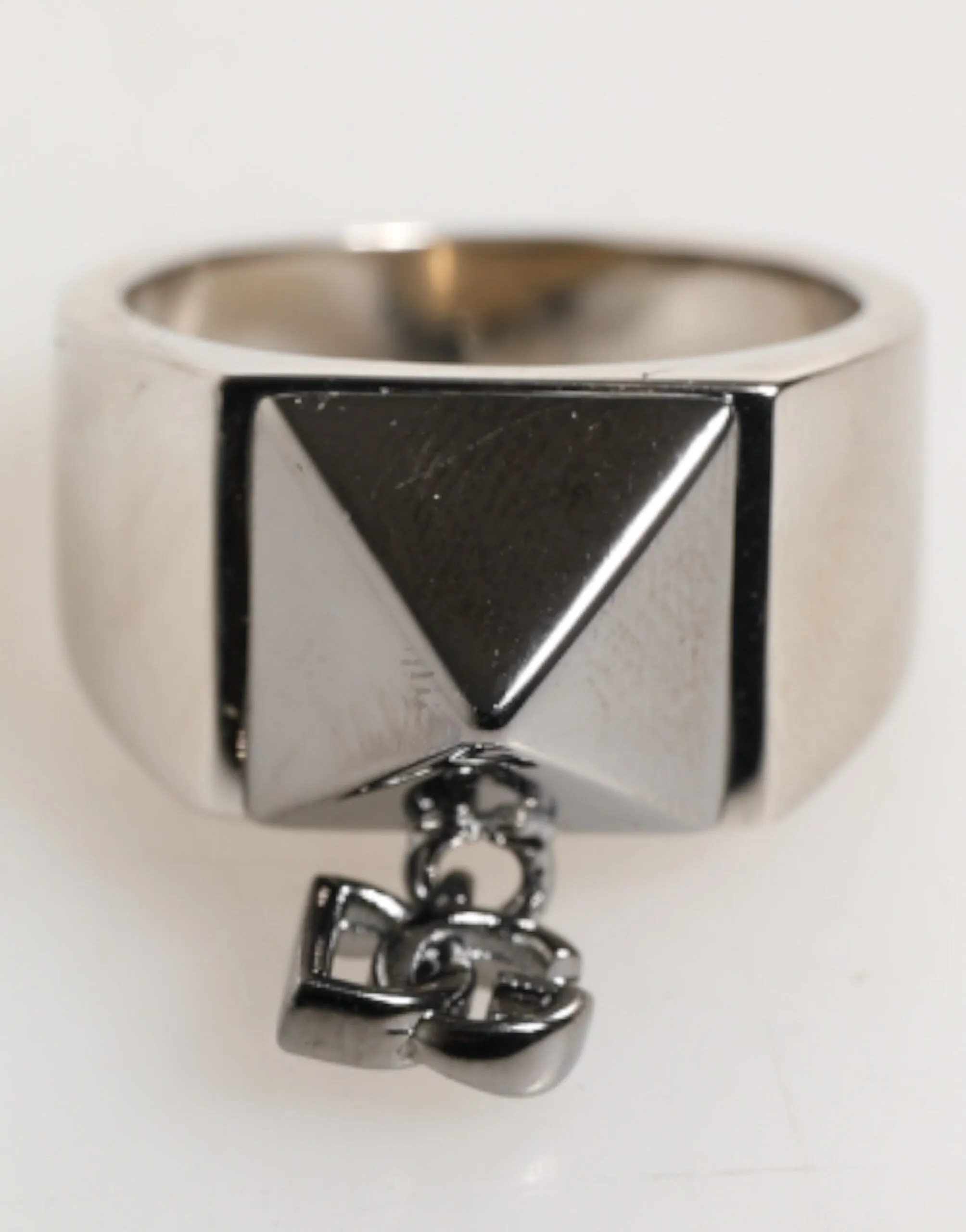 Dolce & Gabbana Silver Tone Pyramid DG Logo Real Brass Ring sold by Siebentaschen product image thumbnail 2