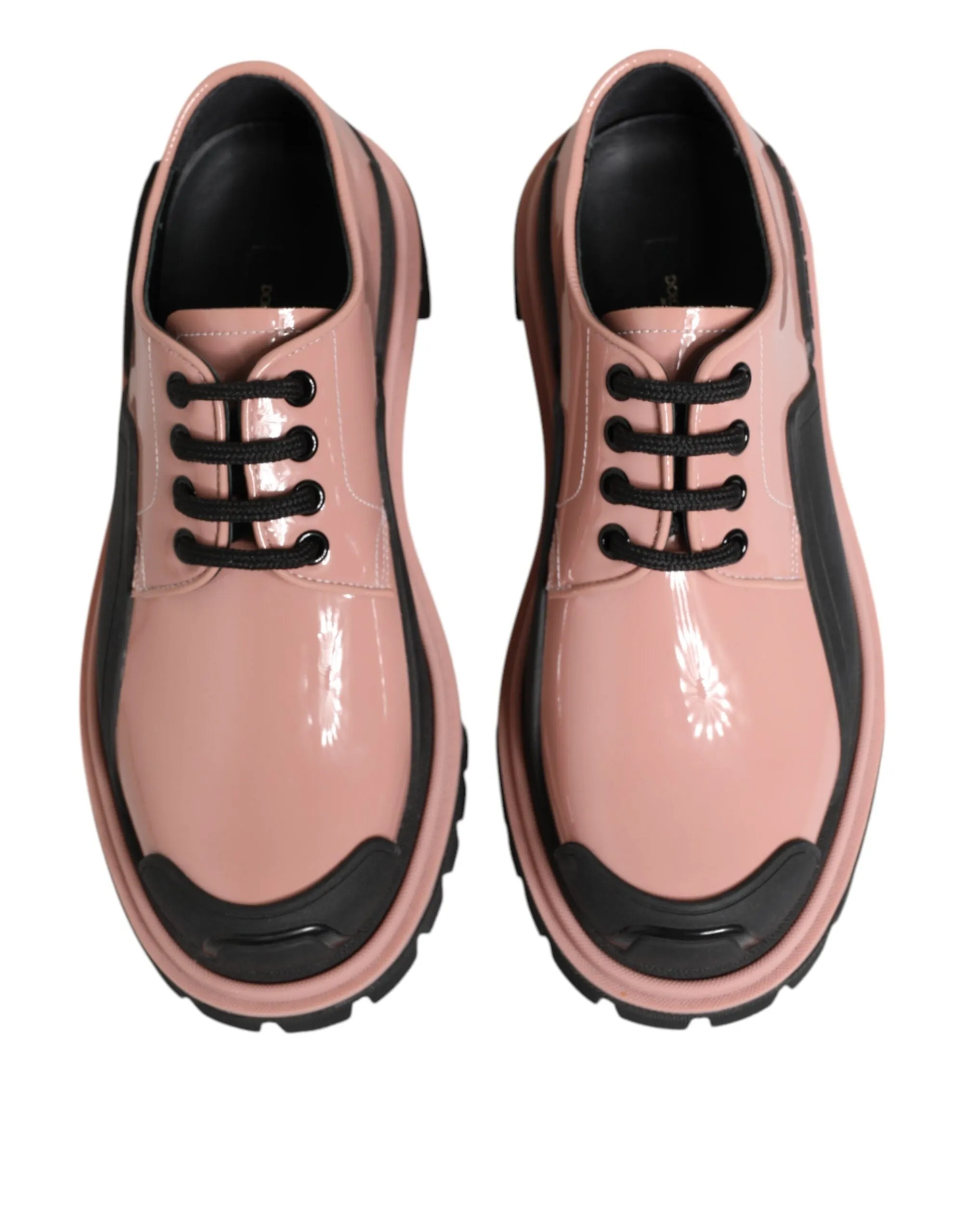 Dolce & Gabbana Light Powder Pink Black Leather Lace-Up Shoes sold by Siebentaschen product image thumbnail 4