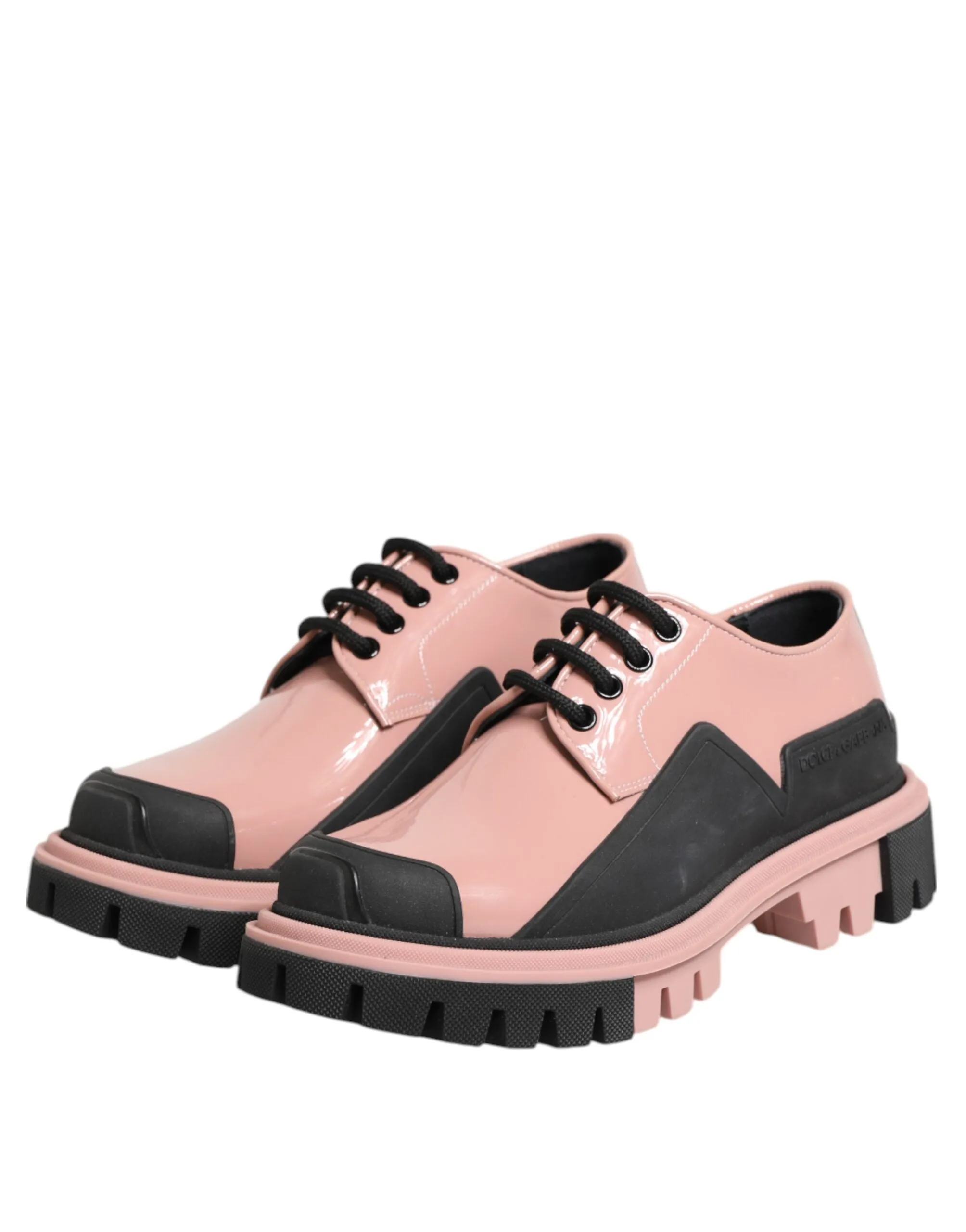 Dolce & Gabbana Light Powder Pink Black Leather Lace-Up Shoes sold by Siebentaschen product image thumbnail 5
