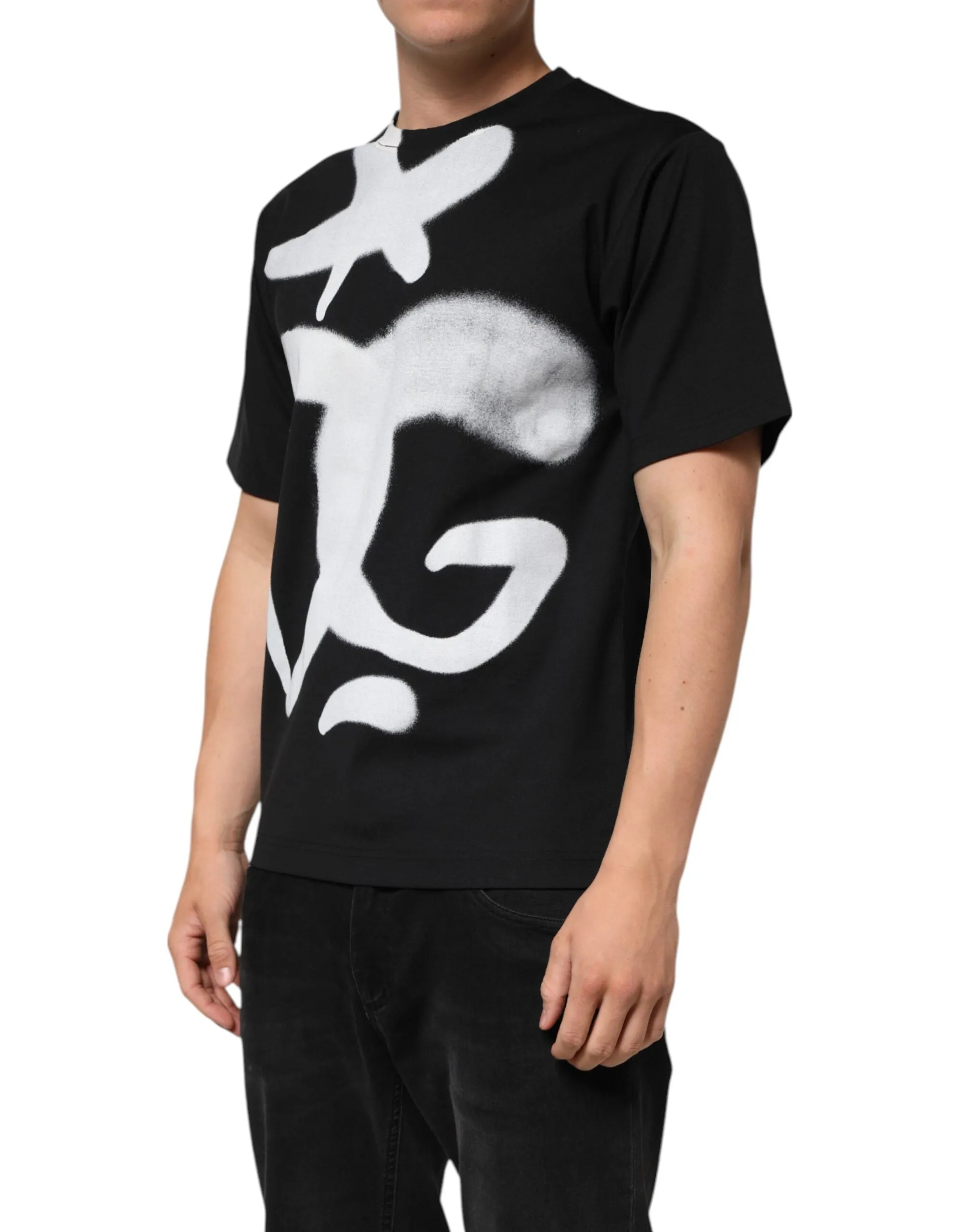 Dolce & Gabbana Black Cotton DG Logo Graffiti Short Sleeve T-shirt sold by Siebentaschen product image thumbnail 3