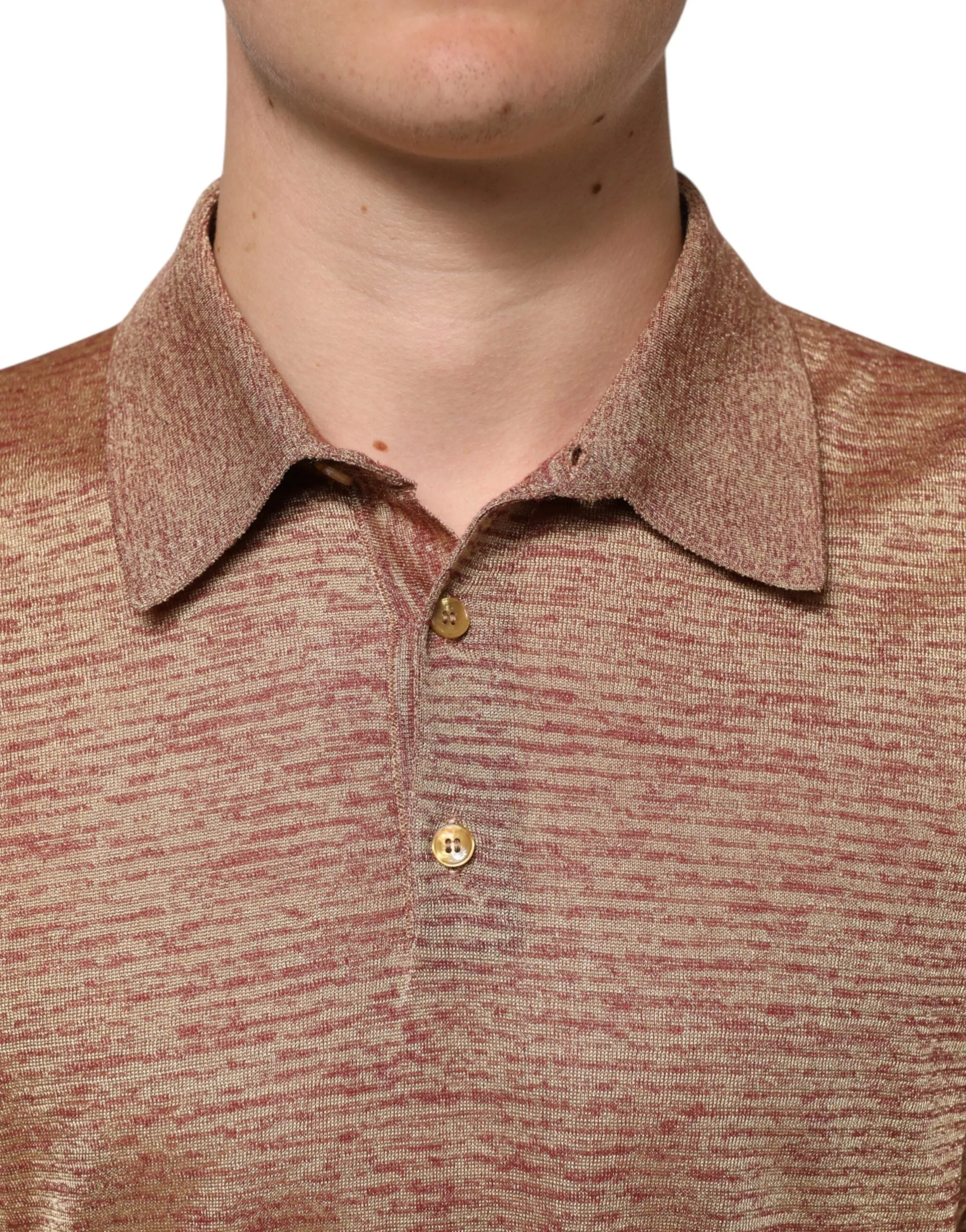 Dolce & Gabbana Brown Silk Textured Short Sleeve Polo T-shirt sold by Siebentaschen product image thumbnail 5