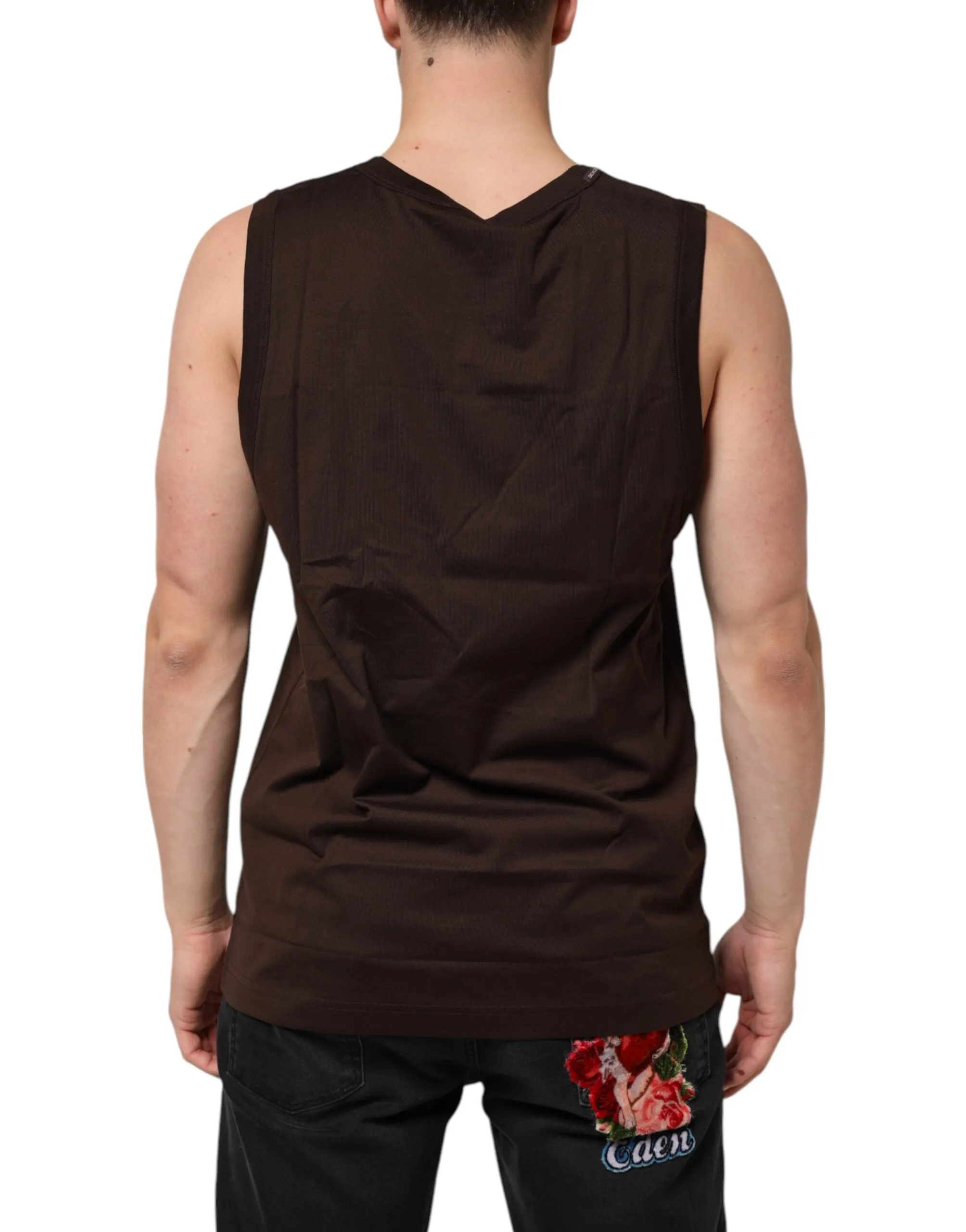 Dolce & Gabbana Brown Cotton Sleeveless Underwear Men Tank Top sold by Siebentaschen product image thumbnail 4