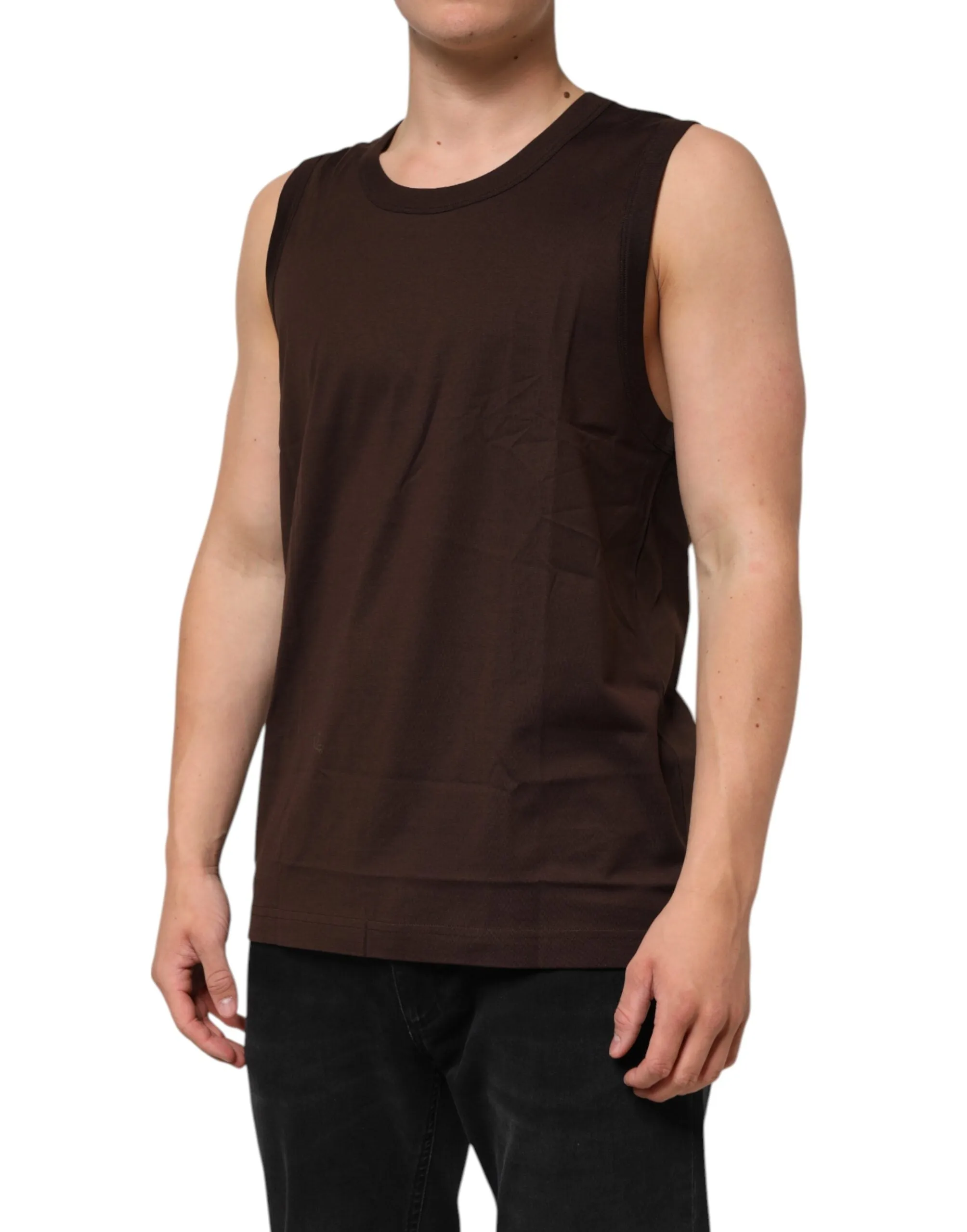 Dolce & Gabbana Brown Cotton Sleeveless Underwear Men Tank Top sold by Siebentaschen product image thumbnail 3