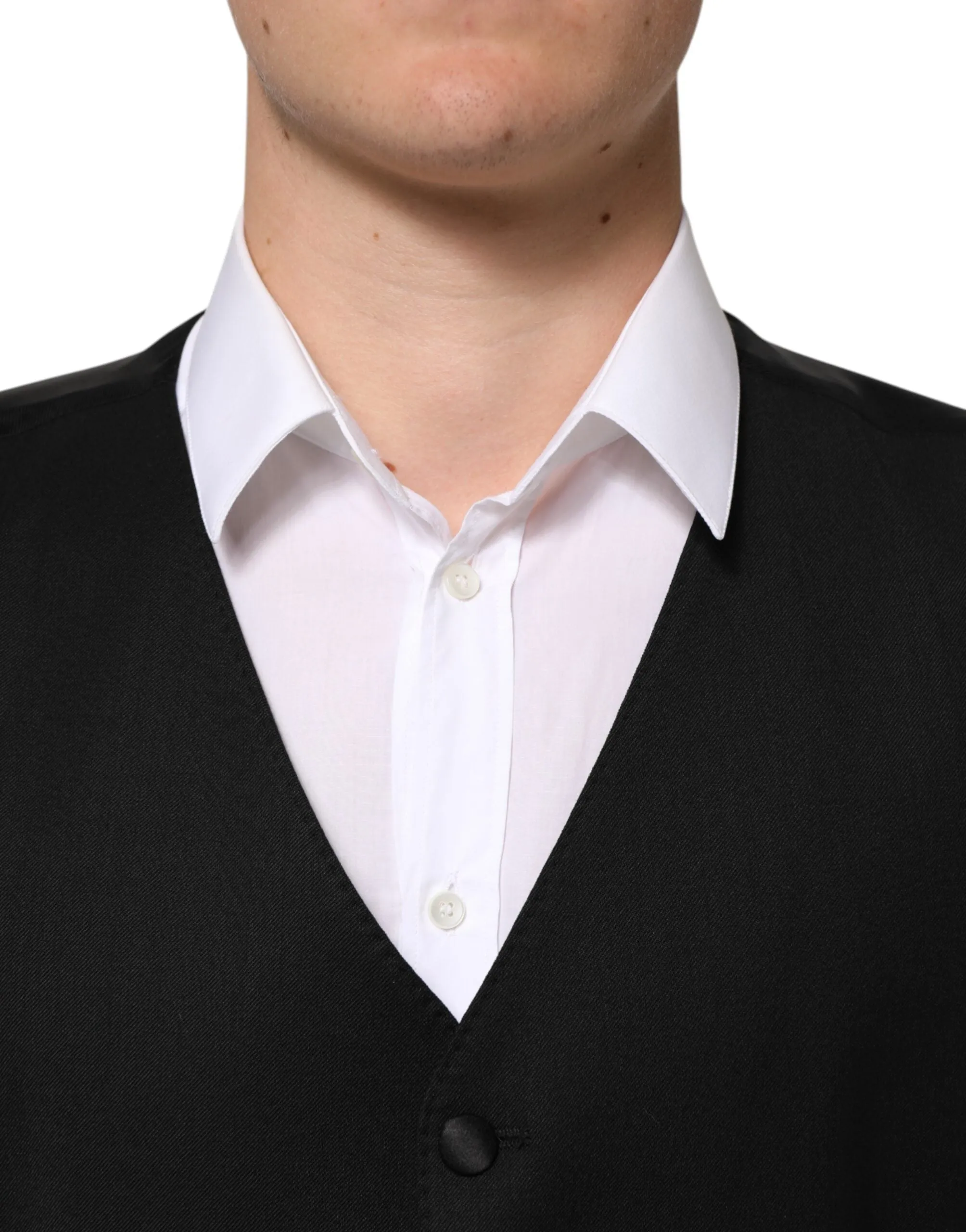 Dolce & Gabbana Black Wool Dress Formal Men Waistcoat Vest sold by Siebentaschen product image thumbnail 5