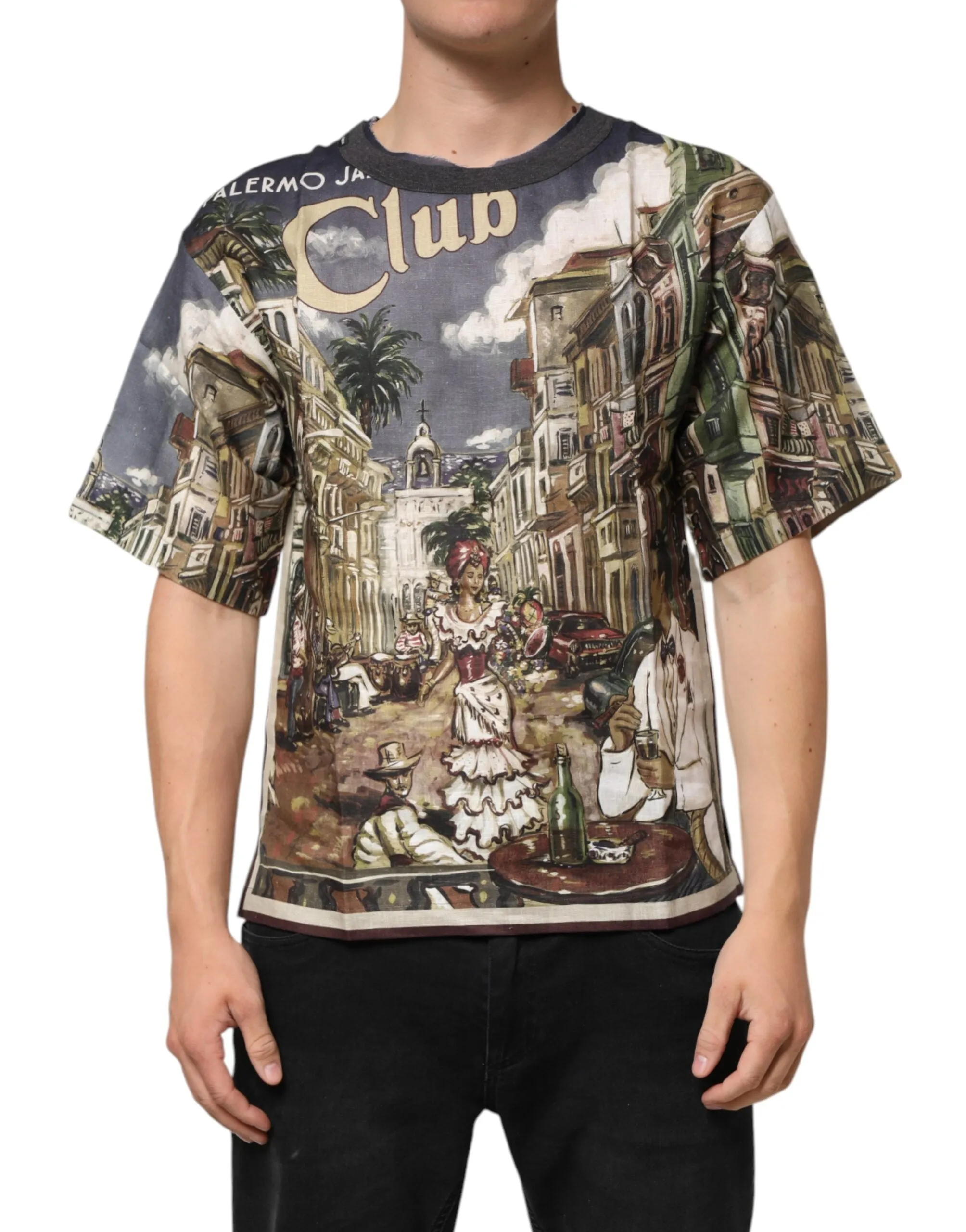Dolce & Gabbana Palermo Jazz Club Linen Crew Neck Men T-shirt sold by Siebentaschen product image thumbnail 2