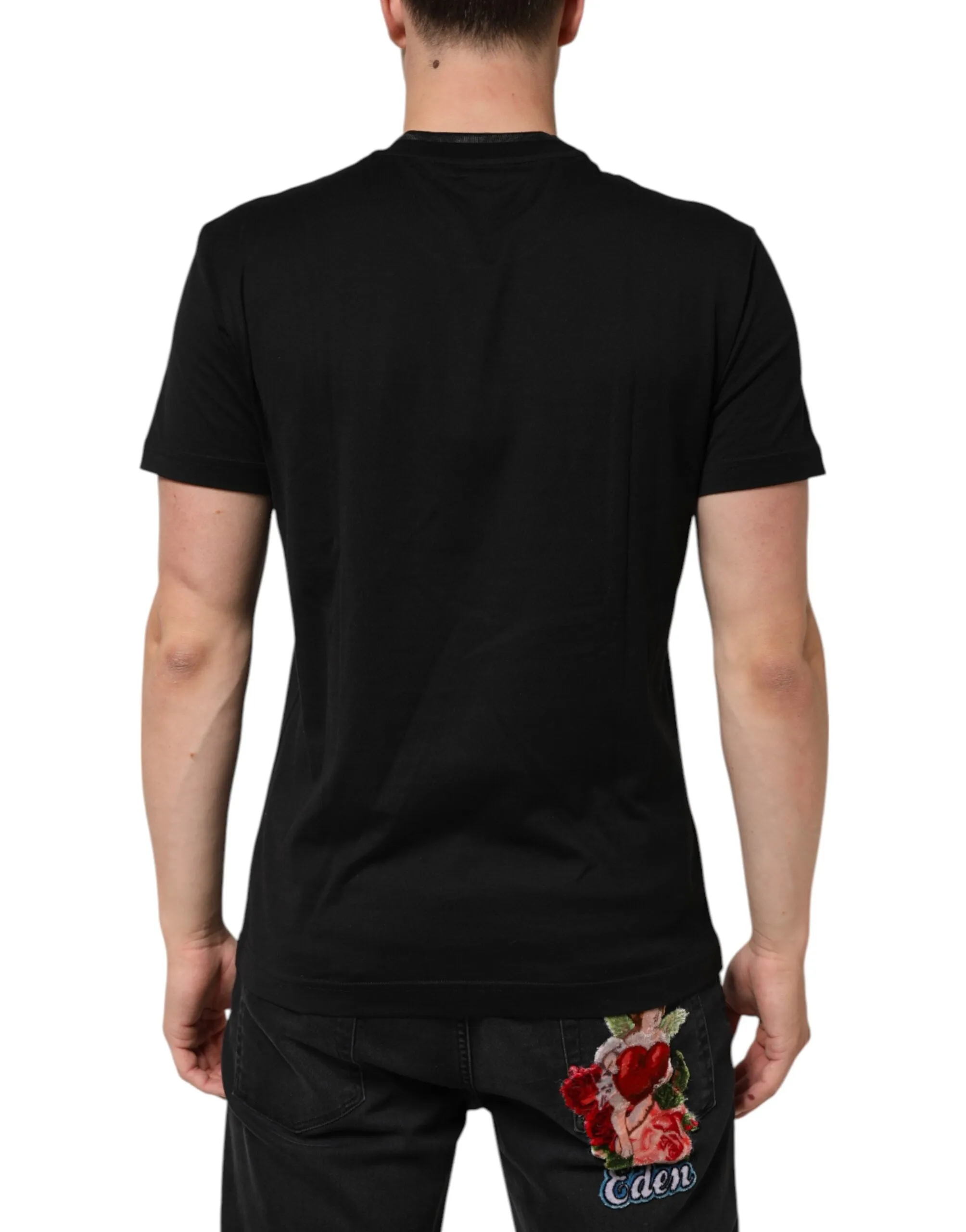 Dolce & Gabbana Black Cotton Embroidered DG Logo Pocket T-shirt sold by Siebentaschen product image thumbnail 4