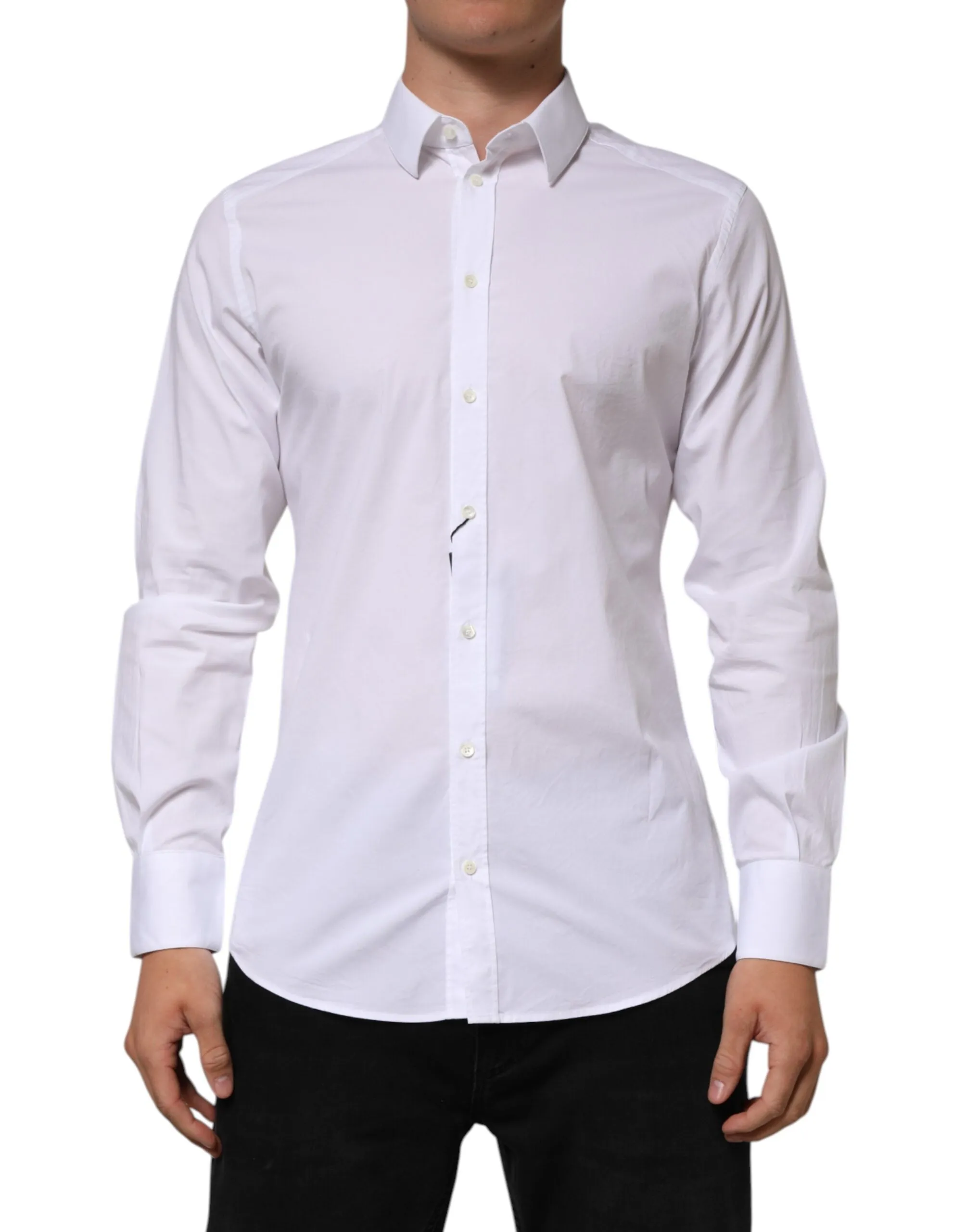 Dolce & Gabbana White Cotton GOLD Long Sleeves Formal Men Shirt sold by Siebentaschen product image thumbnail 2