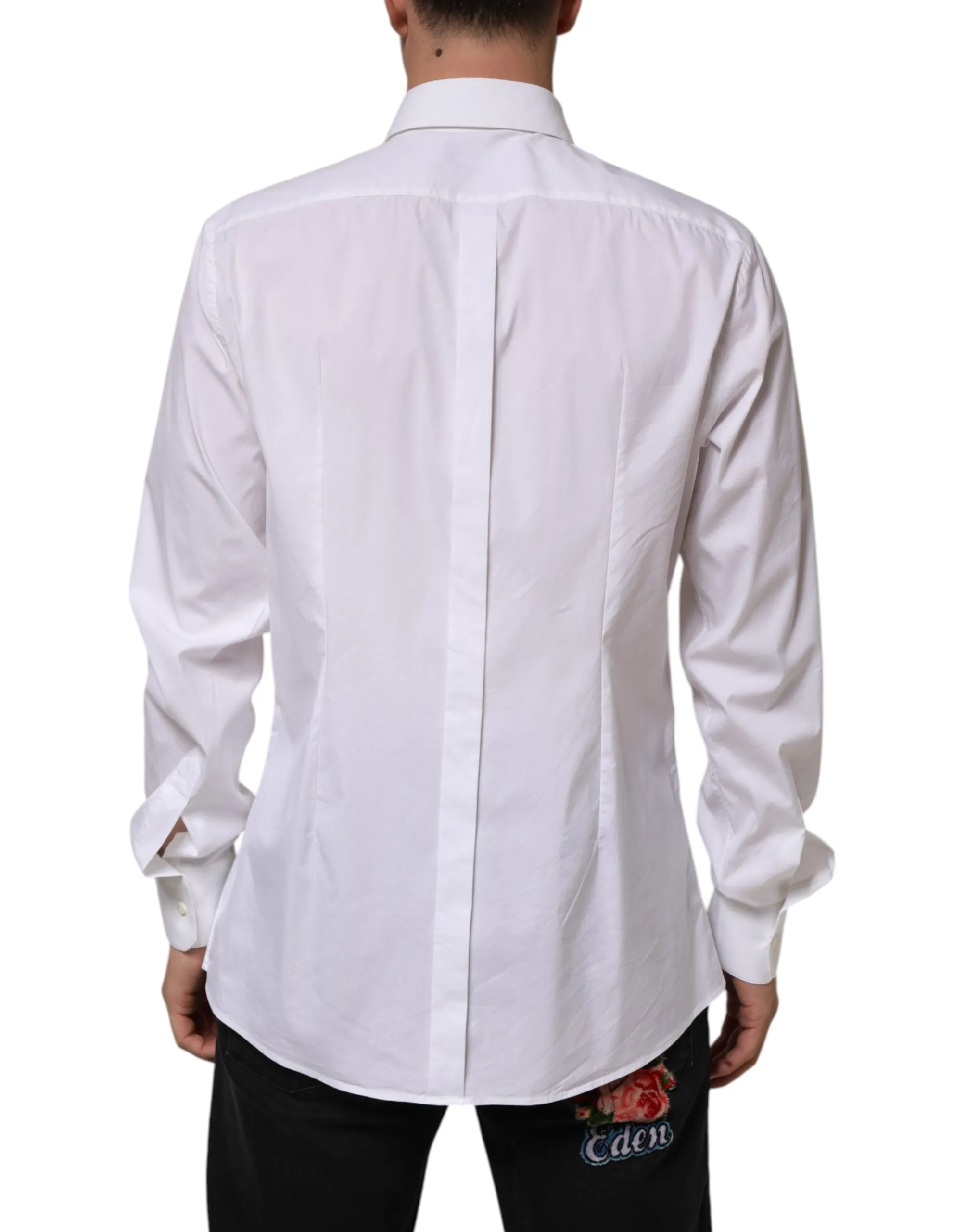 Dolce & Gabbana White Cotton GOLD Long Sleeves Formal Shirt sold by Siebentaschen product image thumbnail 4