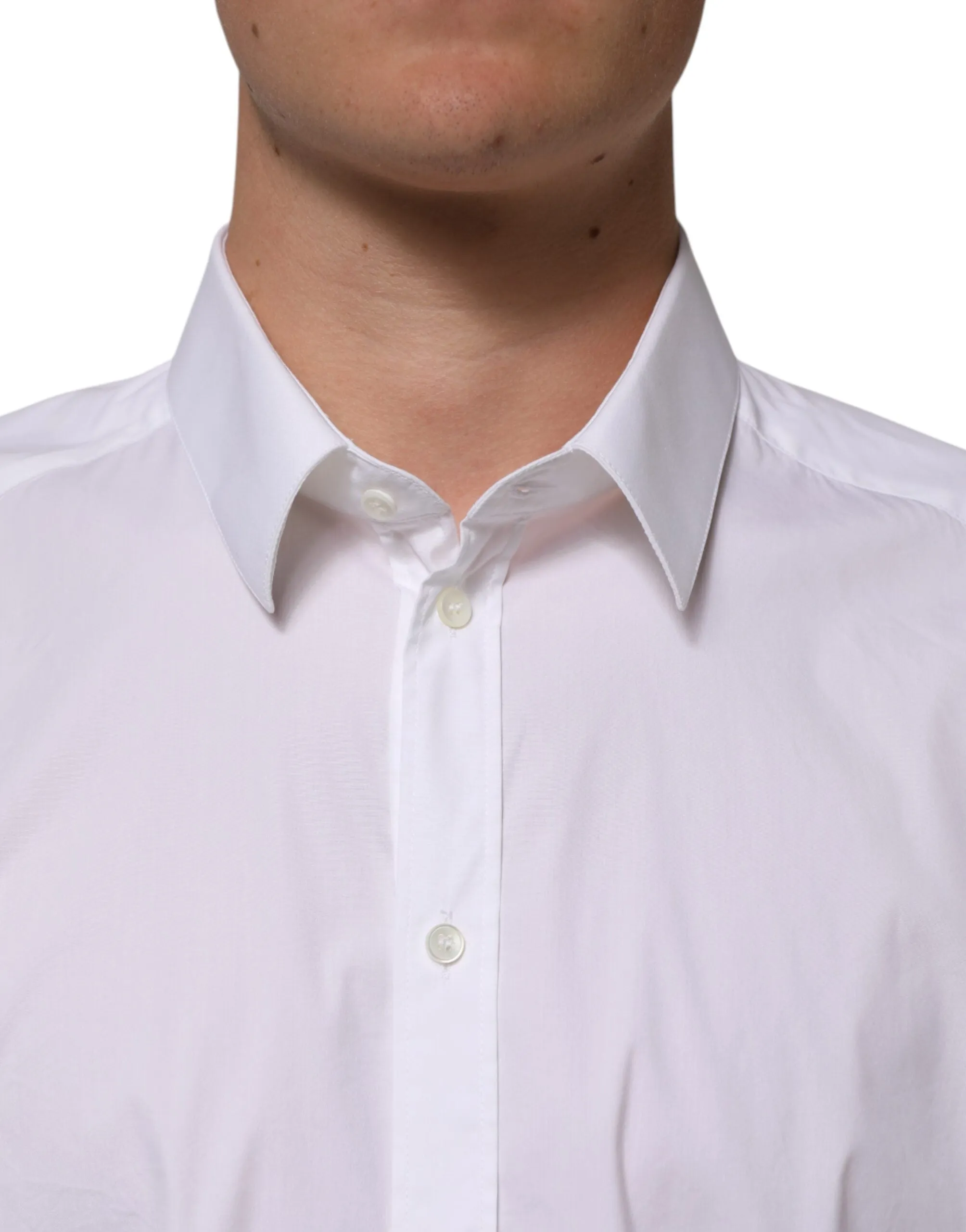Dolce & Gabbana White Cotton GOLD Long Sleeves Formal Shirt sold by Siebentaschen product image thumbnail 5