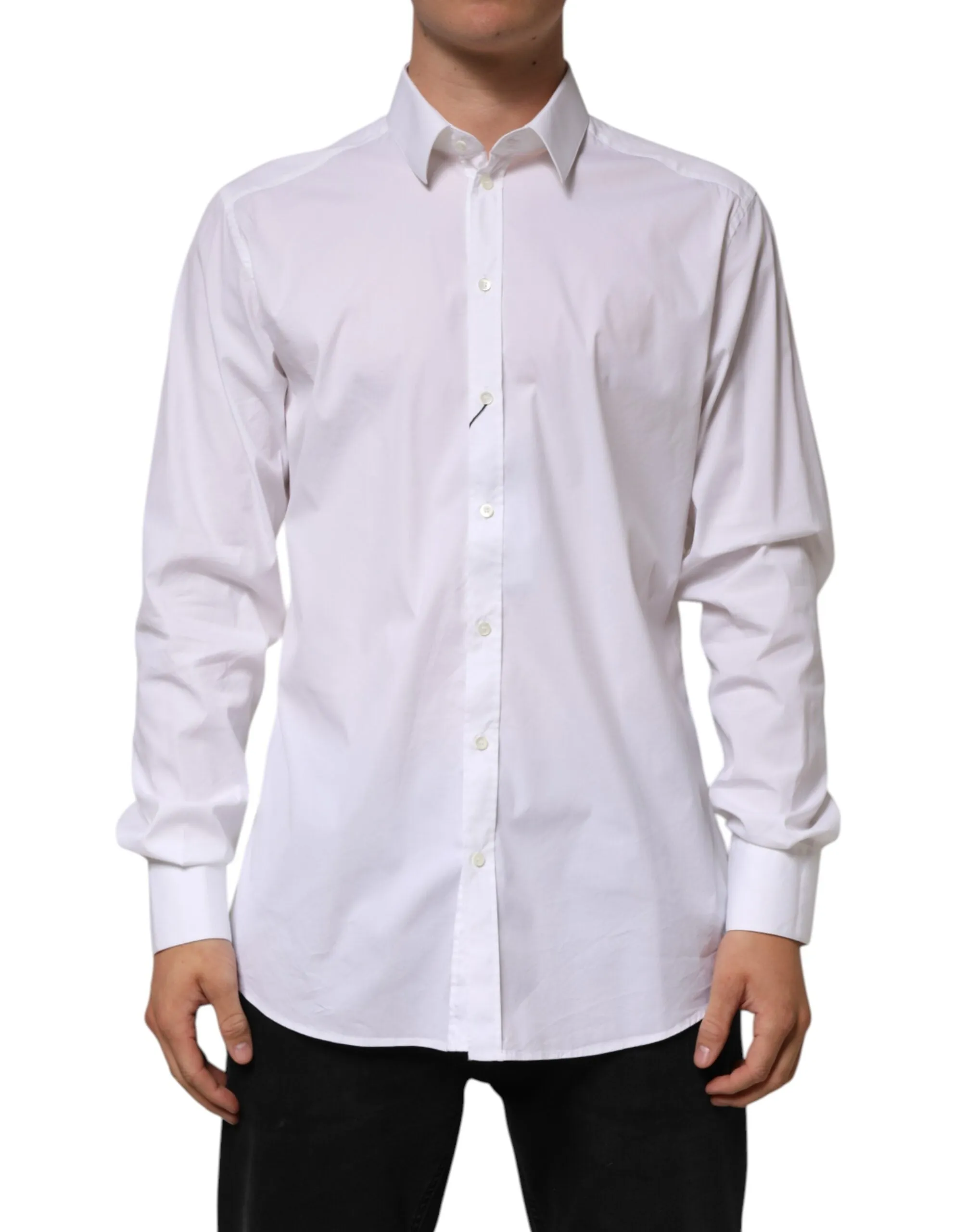Dolce & Gabbana White Cotton GOLD Long Sleeves Formal Shirt sold by Siebentaschen product image thumbnail 2