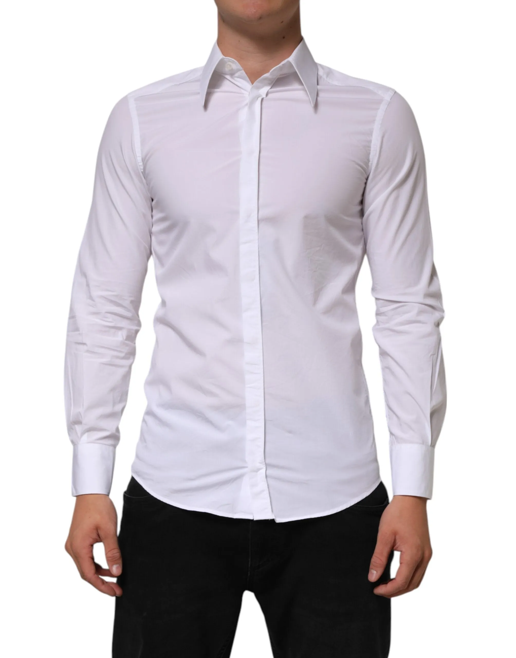 Dolce & Gabbana White Cotton MARTINI Long Sleeve Dress Shirt sold by Siebentaschen