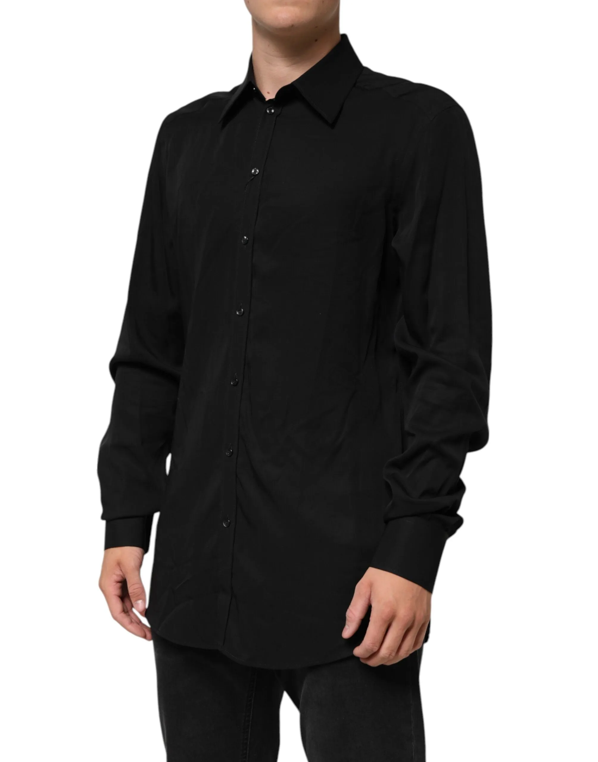 Dolce & Gabbana Black Viscose Long Sleeve Formal Dress Shirt sold by Siebentaschen product image thumbnail 3