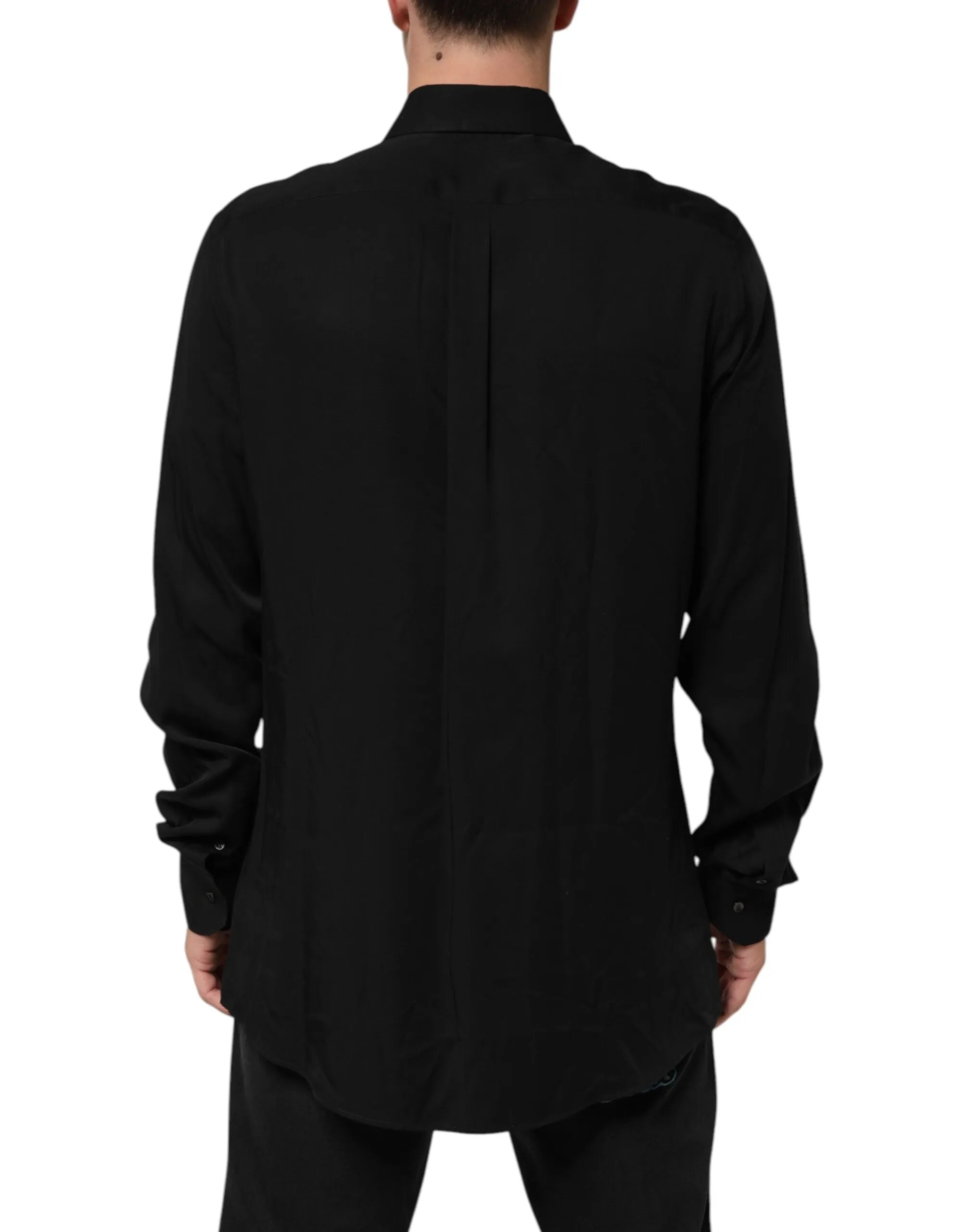 Dolce & Gabbana Black Viscose Long Sleeve Formal Dress Shirt sold by Siebentaschen product image thumbnail 4