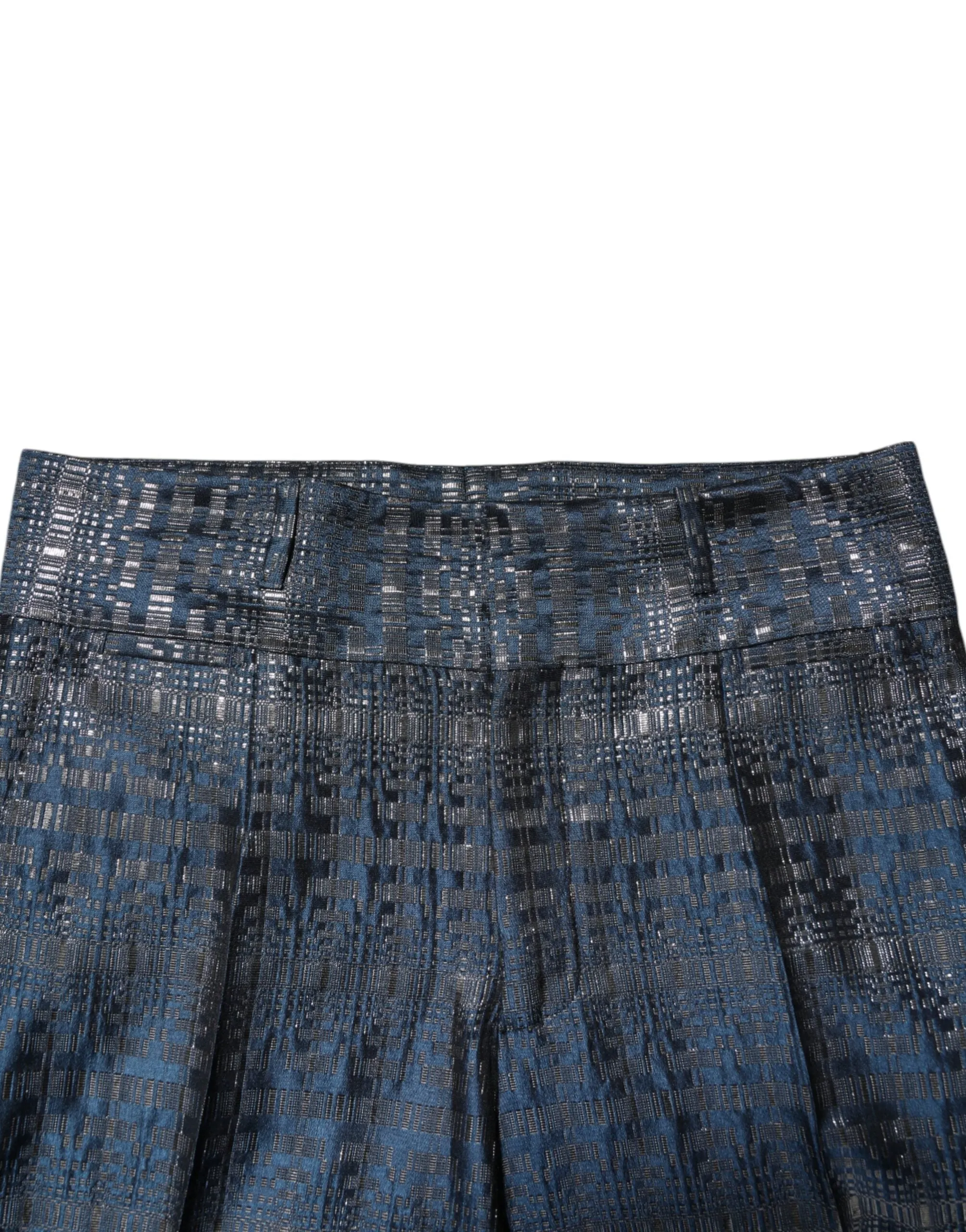 Dolce & Gabbana Blue Silver Shiny Silk Skinny Men Trouser Pants sold by Siebentaschen product image thumbnail 5