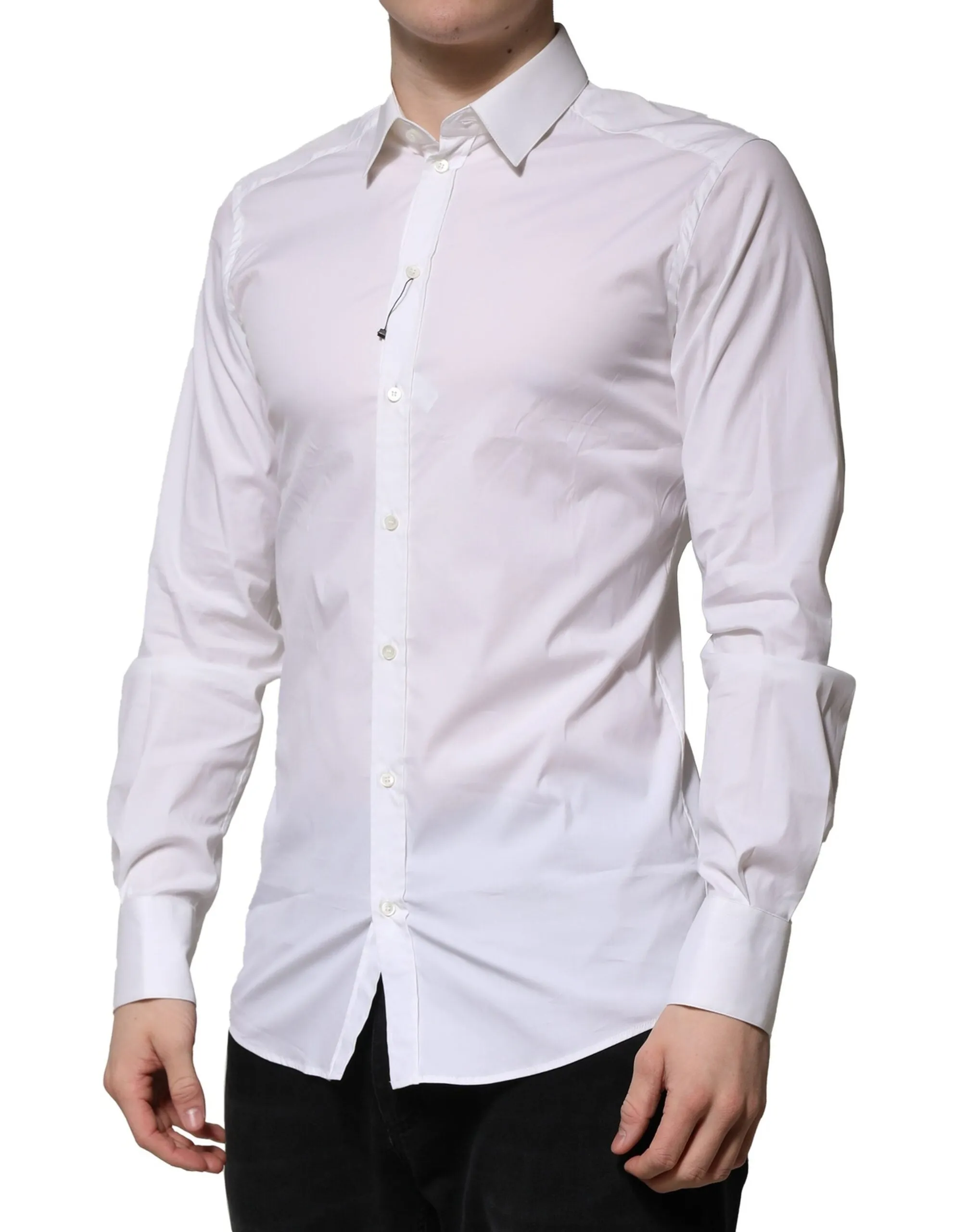 Dolce & Gabbana White Cotton GOLD Long Sleeves Formal Shirt sold by Siebentaschen product image thumbnail 3