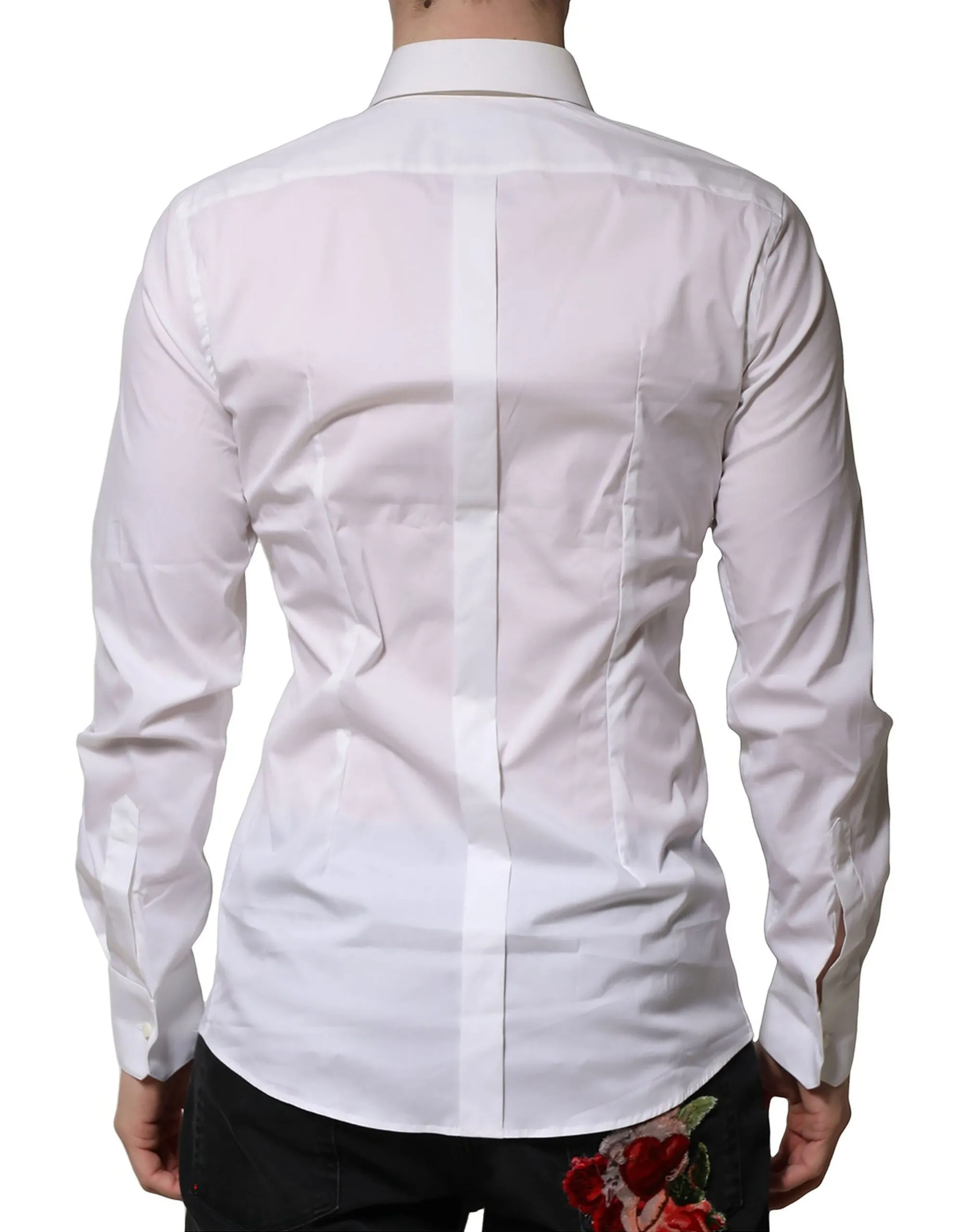 Dolce & Gabbana White Cotton GOLD Long Sleeves Formal Shirt sold by Siebentaschen product image thumbnail 4