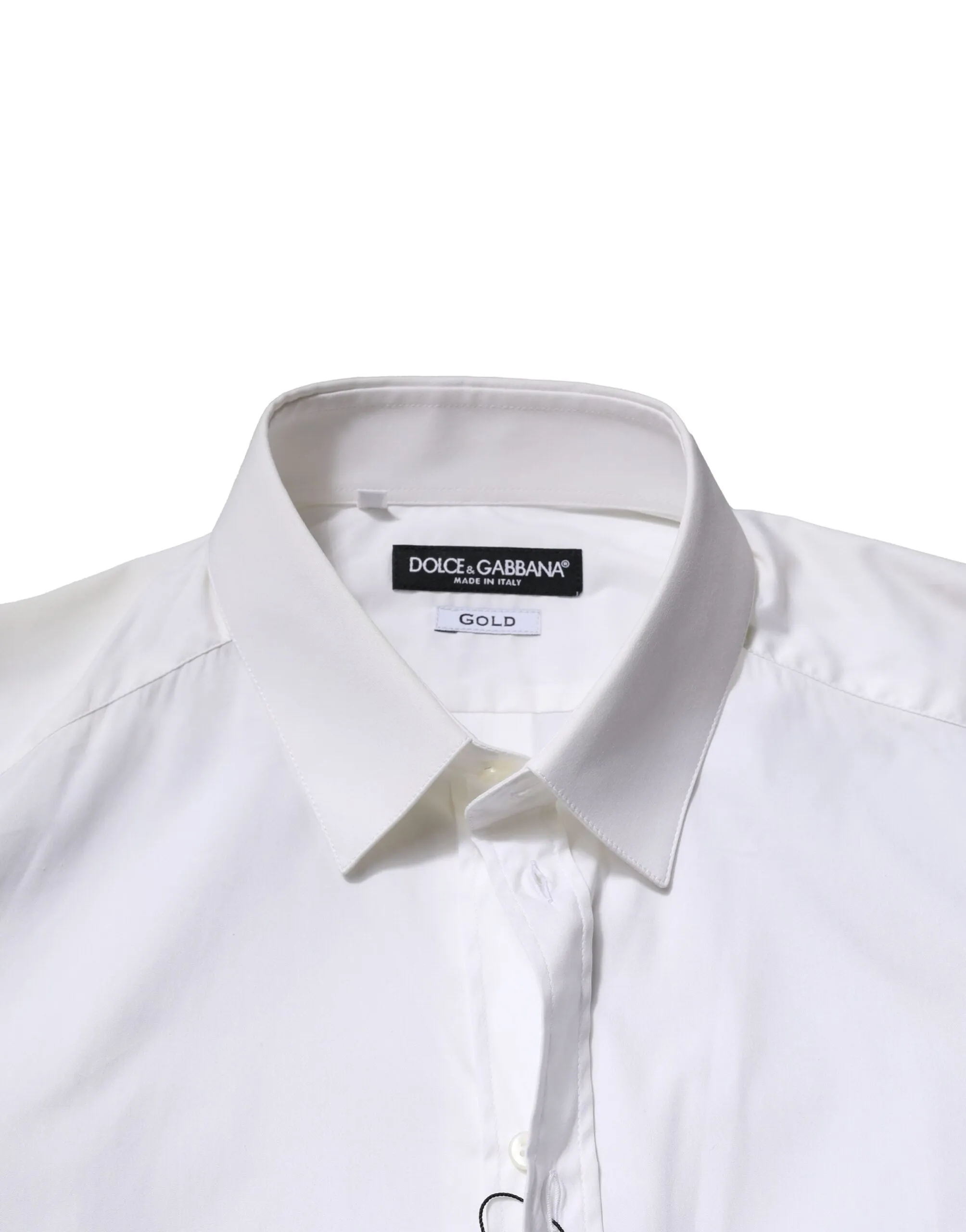 Dolce & Gabbana White Cotton GOLD Long Sleeves Formal Shirt sold by Siebentaschen product image thumbnail 5