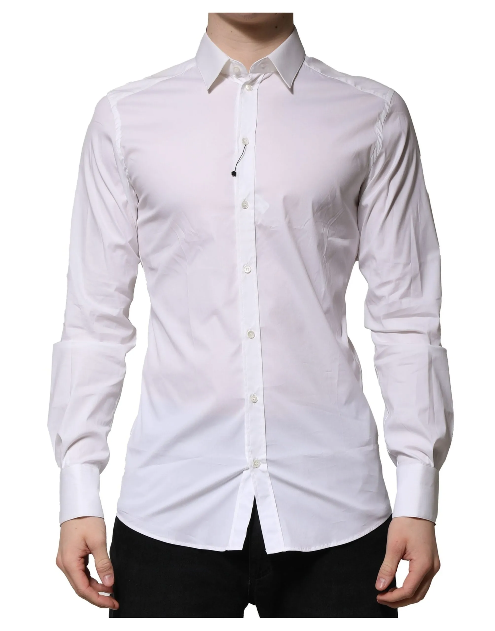 Dolce & Gabbana White Cotton GOLD Long Sleeves Formal Shirt sold by Siebentaschen product image thumbnail 2