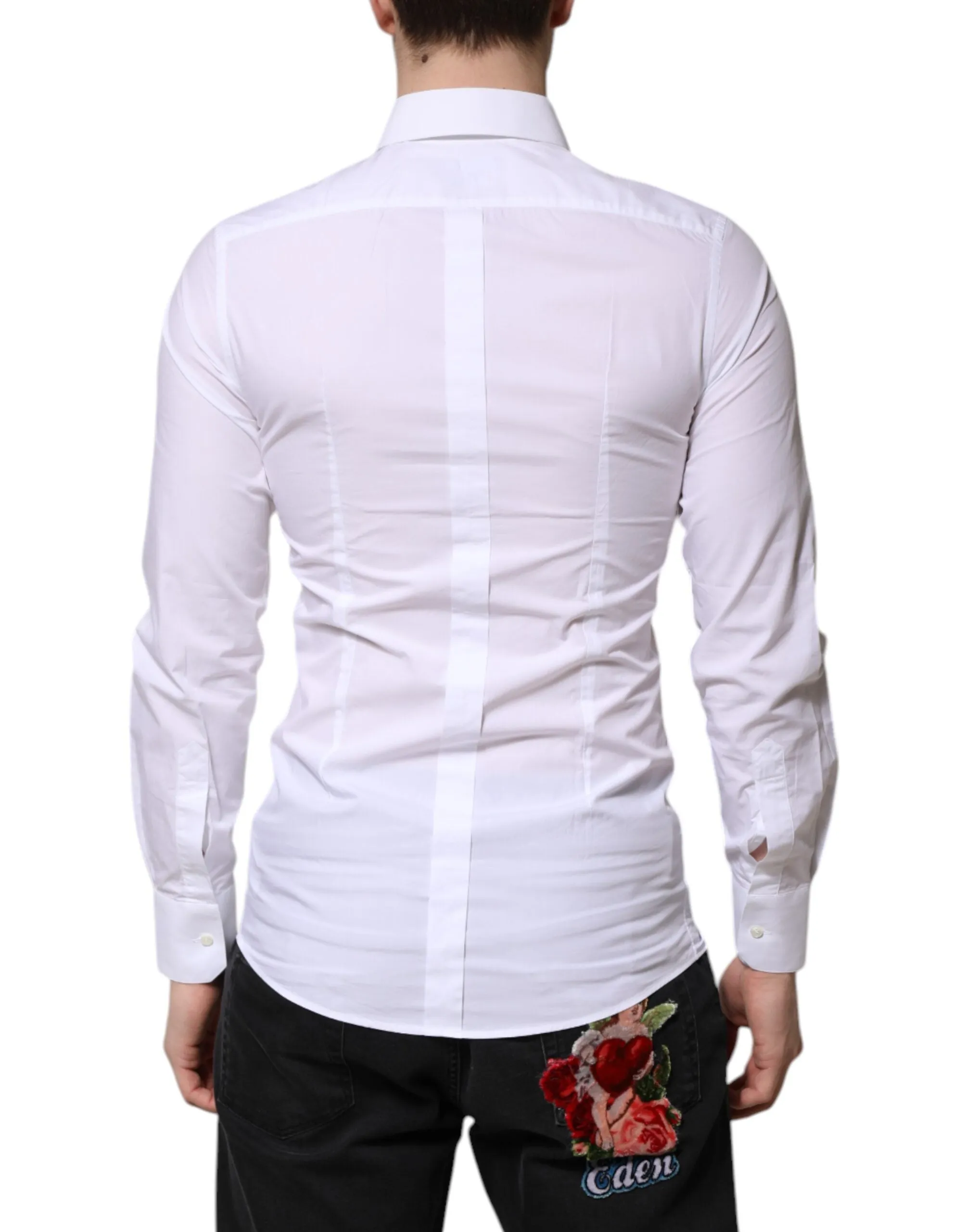 Dolce & Gabbana White Cotton GOLD Long Sleeves Dress Shirt sold by Siebentaschen product image thumbnail 4