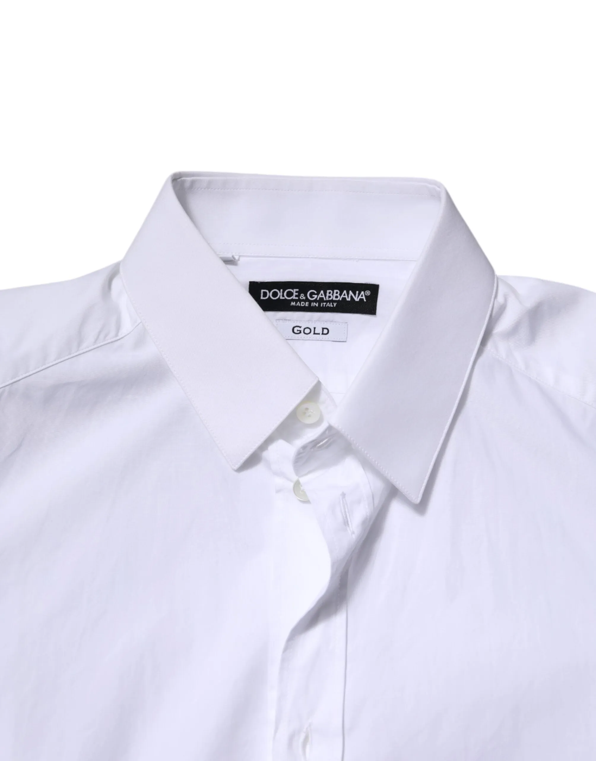 Dolce & Gabbana White Cotton GOLD Long Sleeves Dress Shirt sold by Siebentaschen product image thumbnail 5