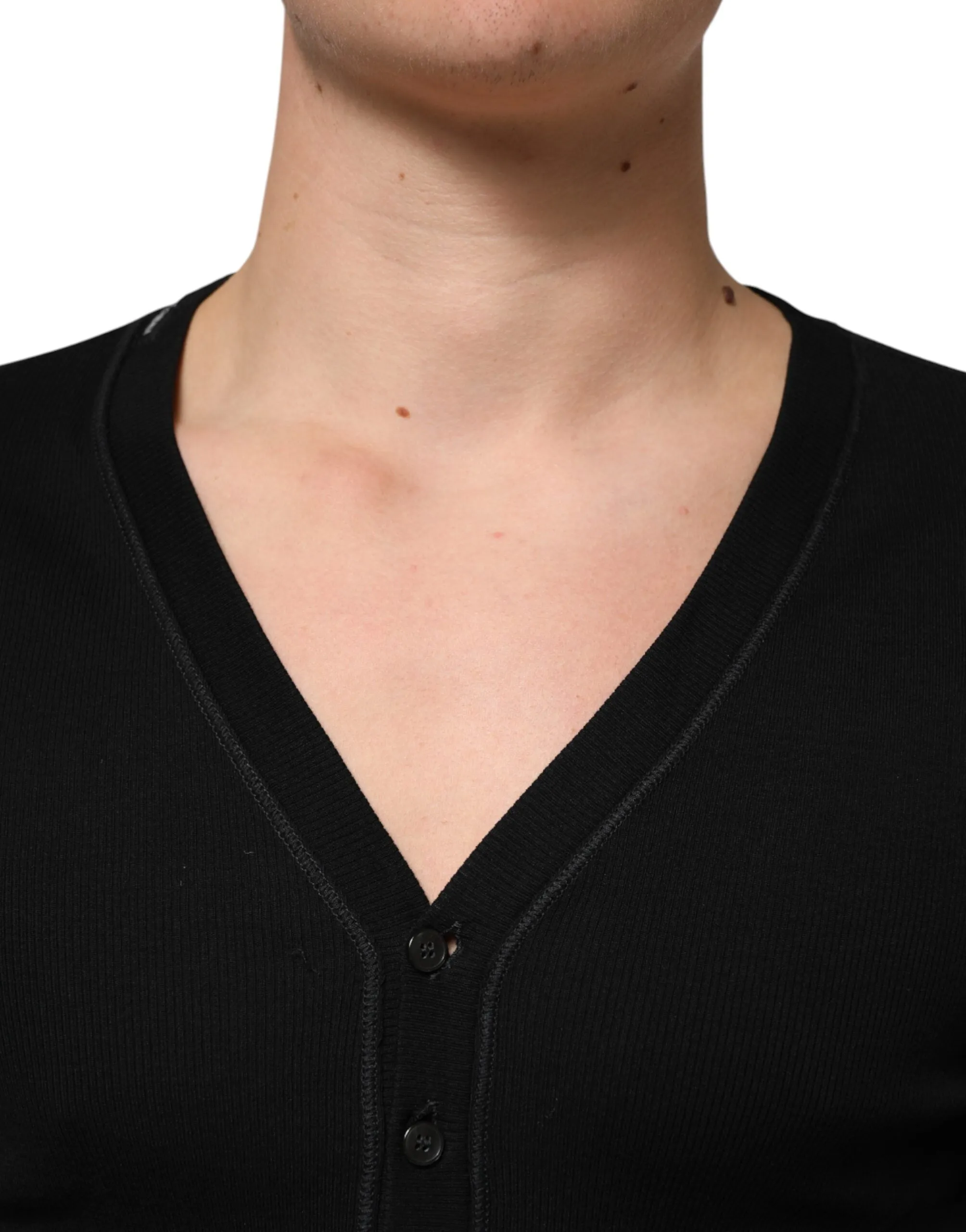 Dolce & Gabbana Black Cotton Button Up Men Cardigan Sweater sold by Siebentaschen product image thumbnail 5