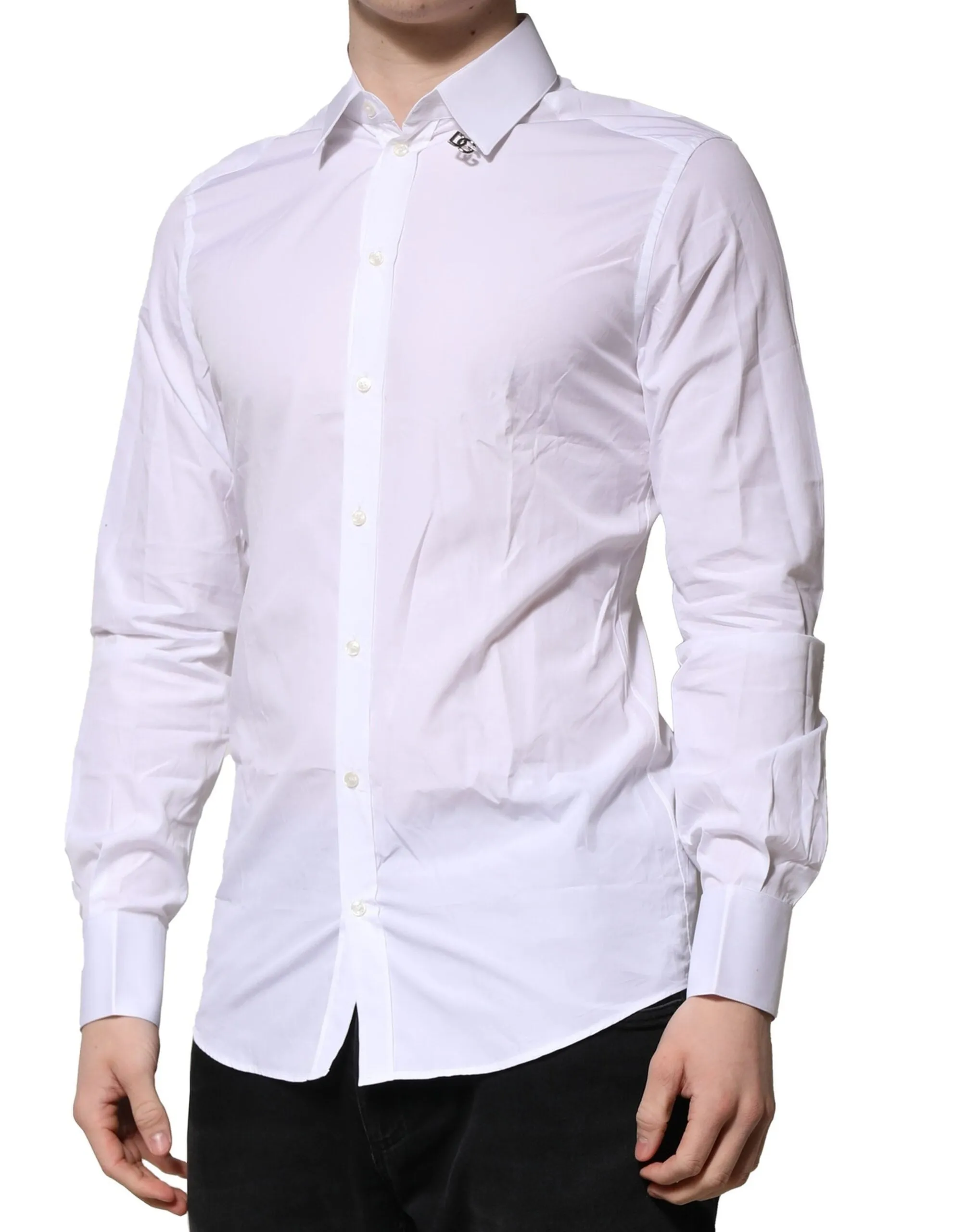 Dolce & Gabbana White Cotton GOLD Long Sleeves Formal Shirt sold by Siebentaschen product image thumbnail 3