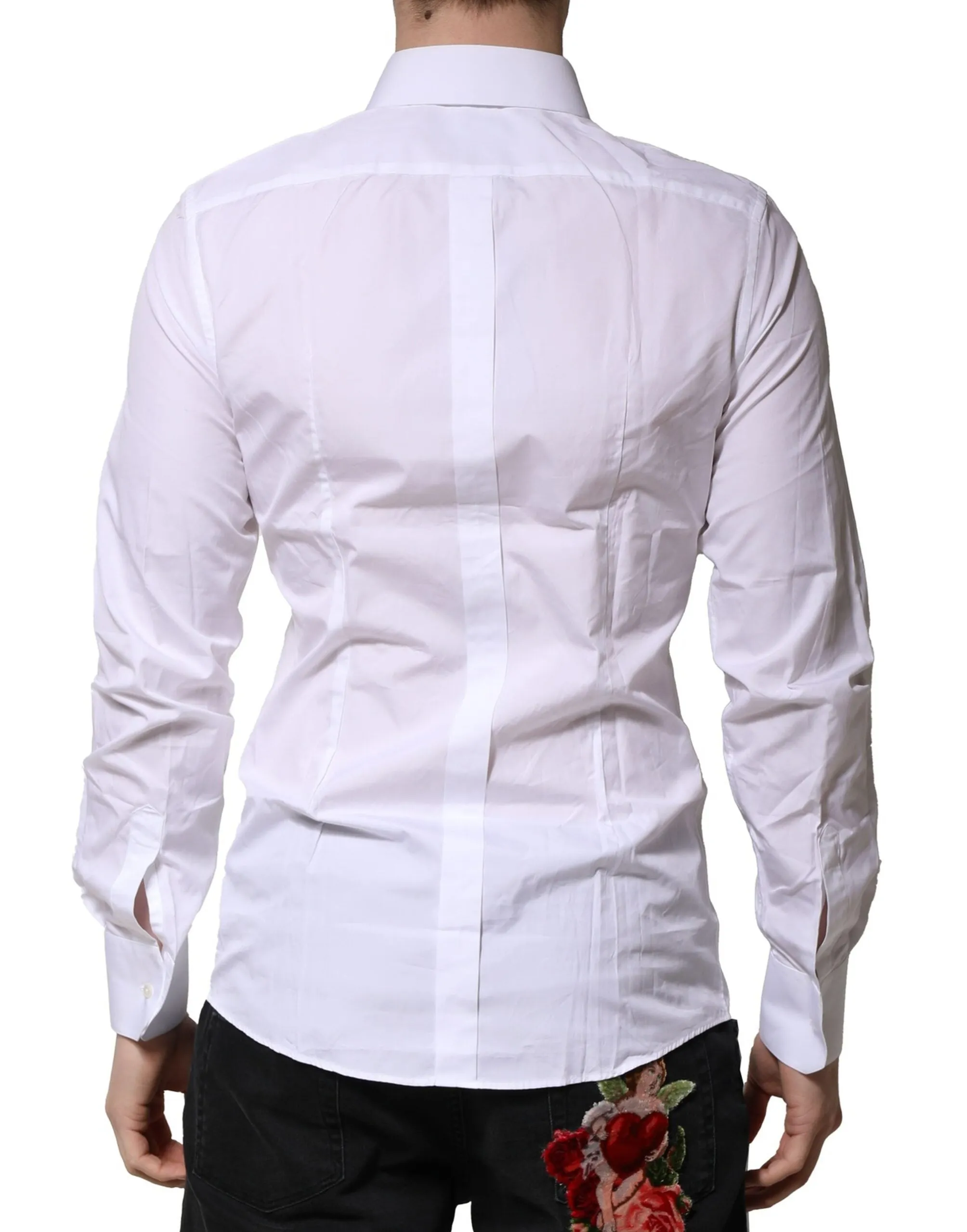 Dolce & Gabbana White Cotton GOLD Long Sleeves Formal Shirt sold by Siebentaschen product image thumbnail 4