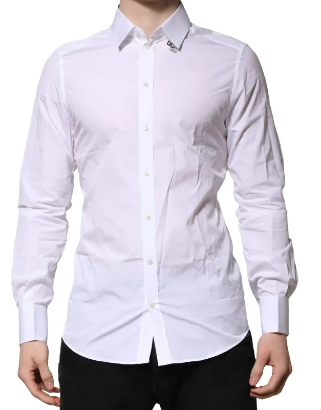 Dolce & Gabbana White Cotton GOLD Long Sleeves Formal Shirt sold by Siebentaschen