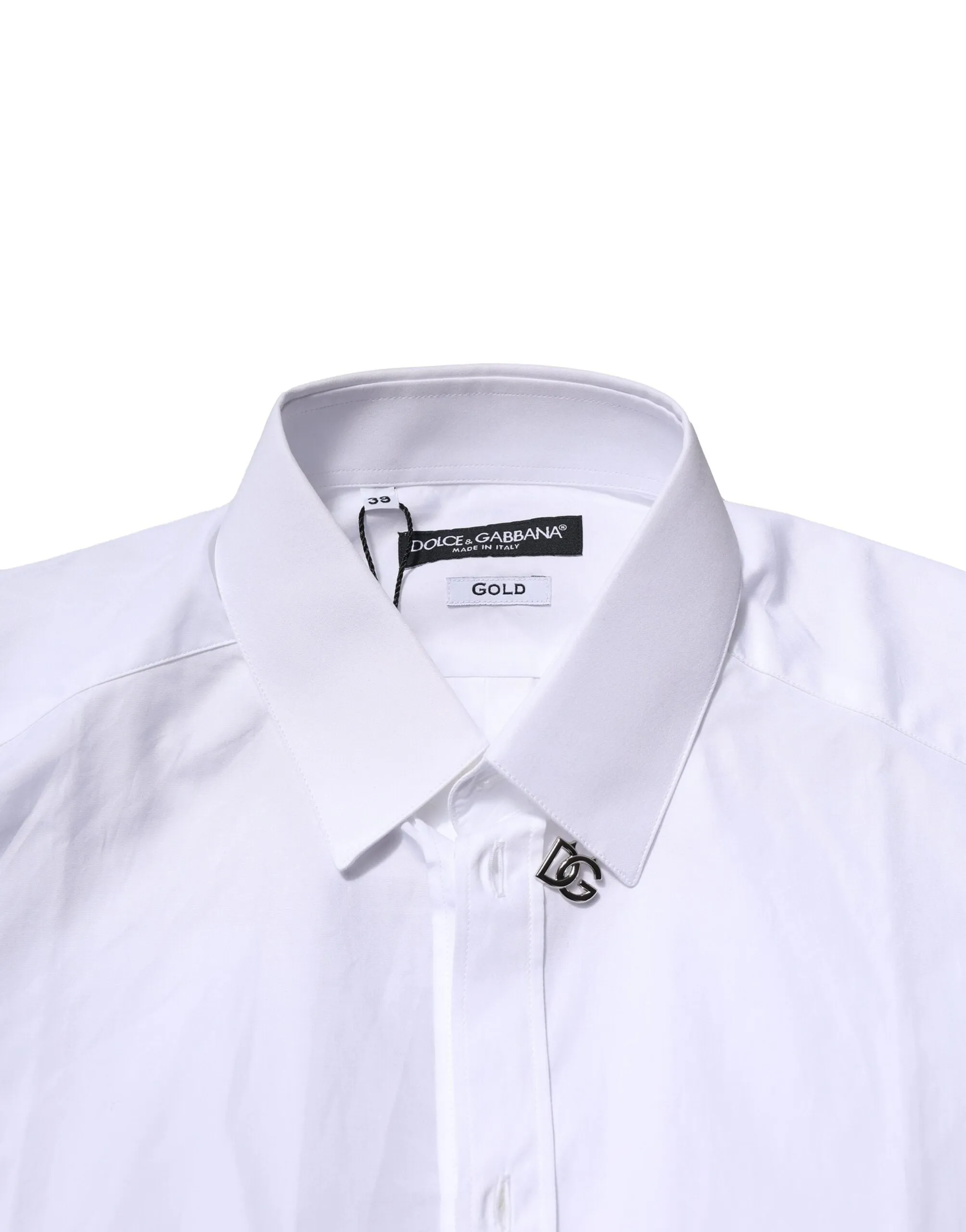 Dolce & Gabbana White Cotton GOLD Long Sleeves Formal Shirt sold by Siebentaschen product image thumbnail 5