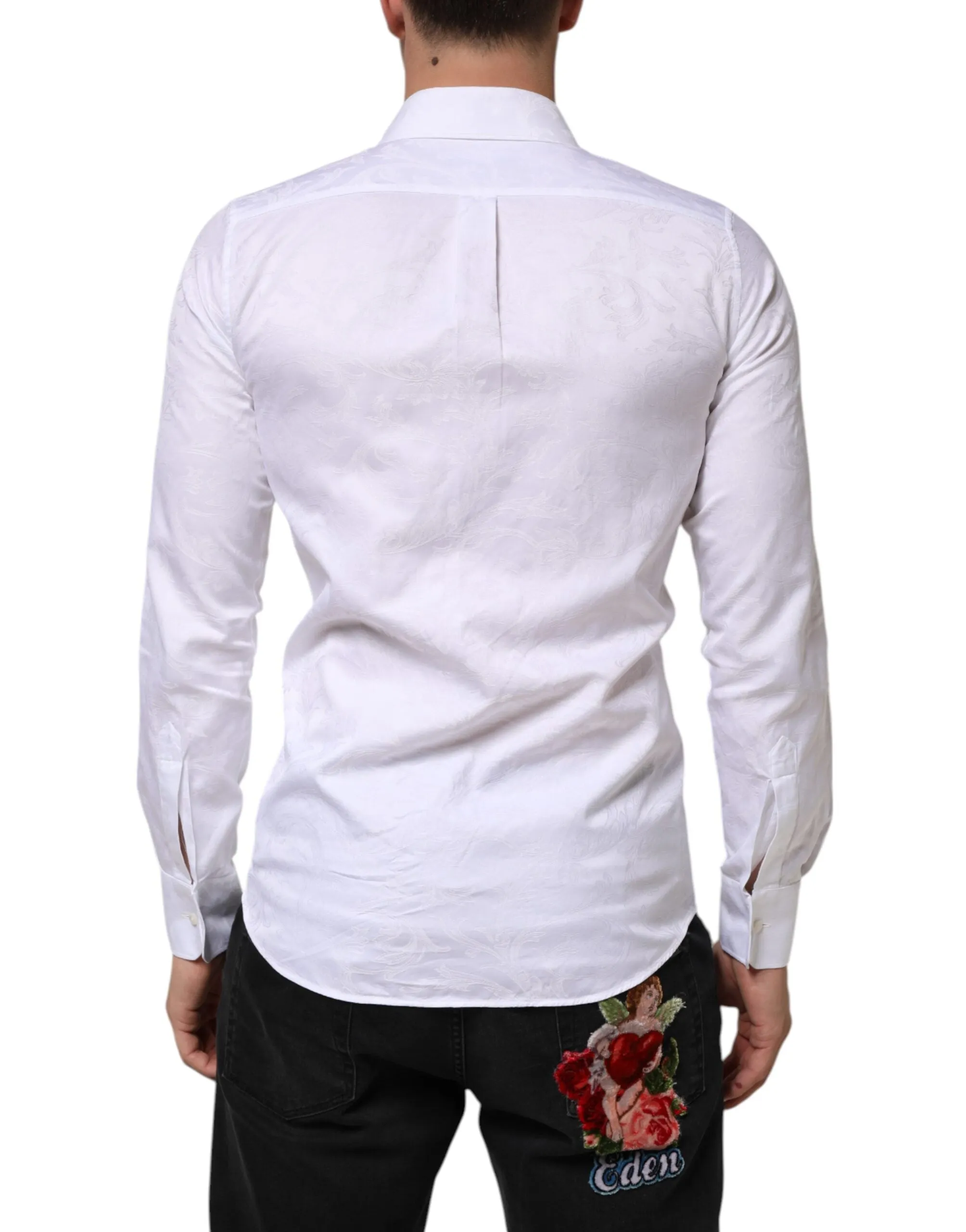 Dolce & Gabbana White Cotton MARTINI Paisley Jacquard Shirt sold by Siebentaschen product image thumbnail 4