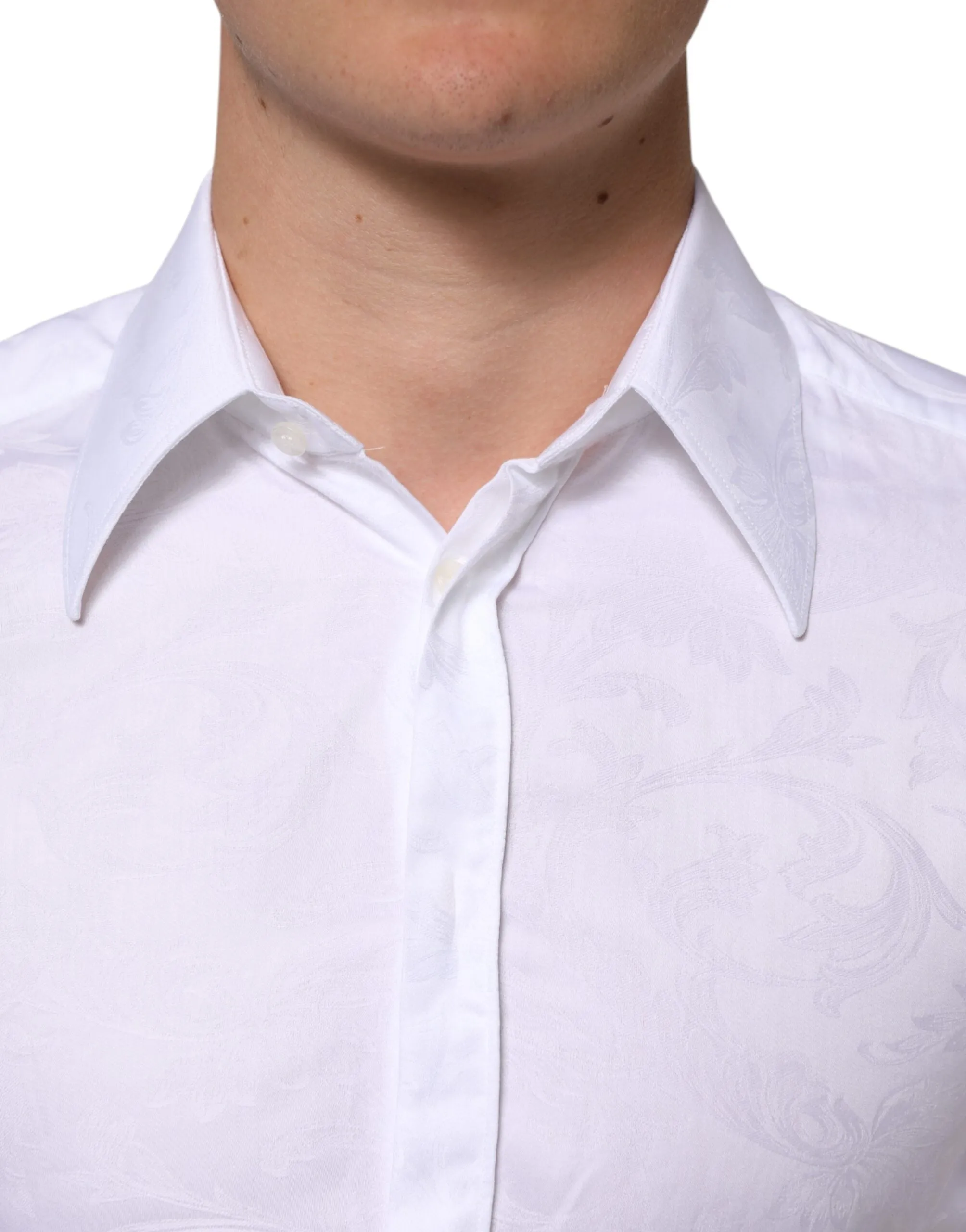 Dolce & Gabbana White Cotton MARTINI Paisley Jacquard Shirt sold by Siebentaschen product image thumbnail 5