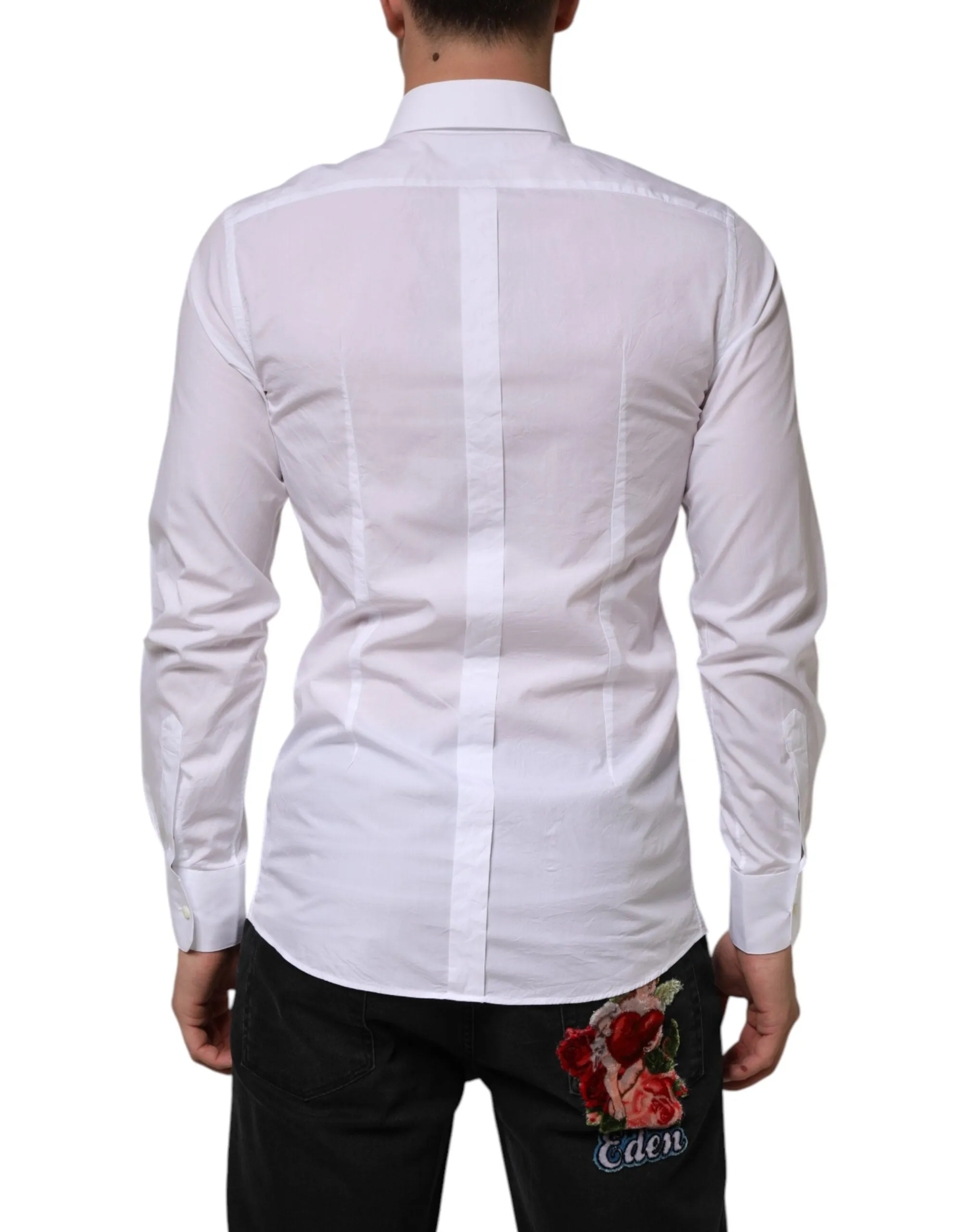 Dolce & Gabbana White Cotton GOLD Formal Men Longsleeves Shirt sold by Siebentaschen product image thumbnail 4