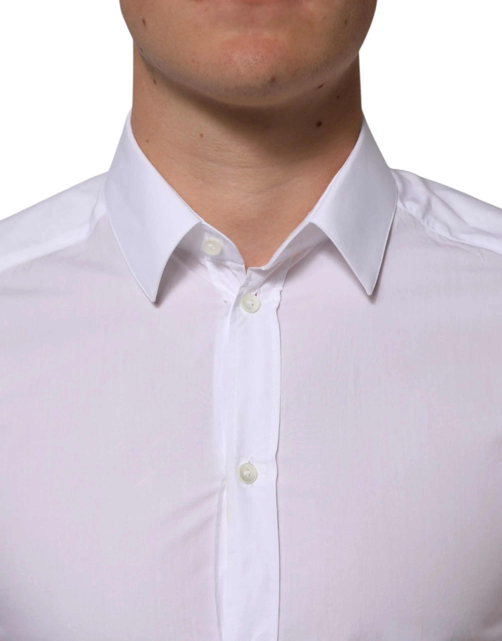 Dolce & Gabbana White Cotton GOLD Formal Men Longsleeves Shirt sold by Siebentaschen product image thumbnail 5