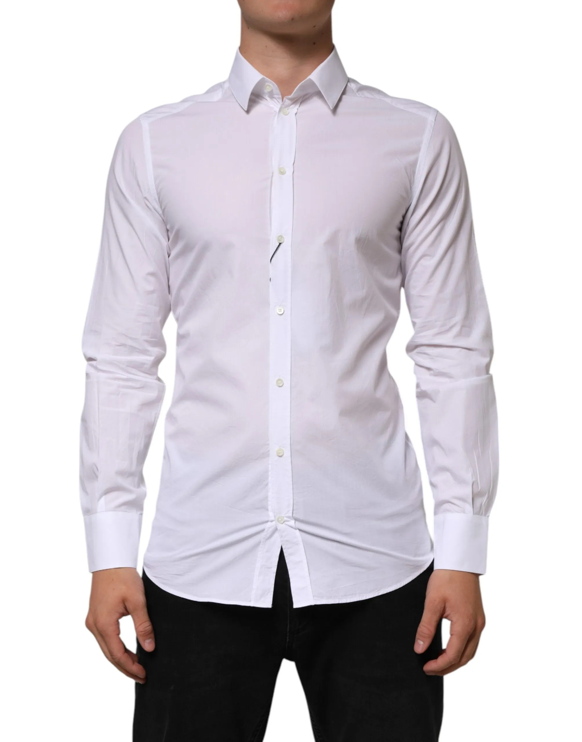 Dolce & Gabbana White Cotton GOLD Formal Men Longsleeves Shirt sold by Siebentaschen product image thumbnail 2