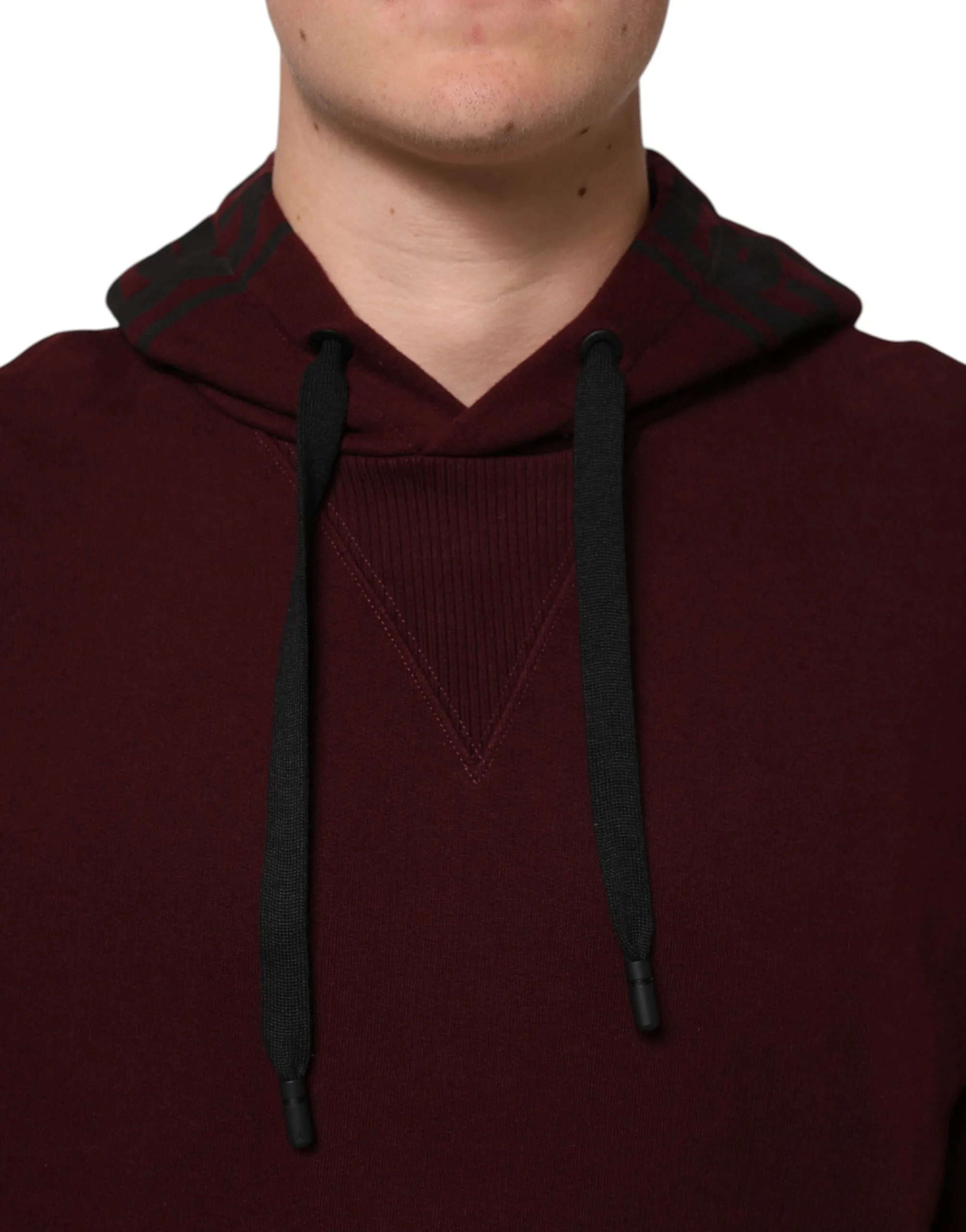 Dolce & Gabbana Burgundy Cotton Plaid Lined Men Hoodie Sweater sold by Siebentaschen product image thumbnail 5