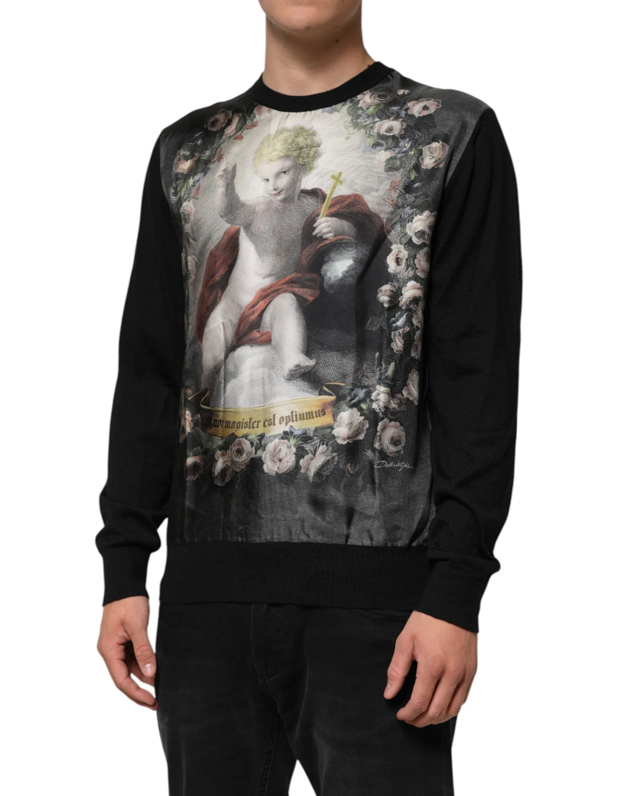 Dolce & Gabbana Black Cashmere Cherub Print Baroque Sweater sold by Siebentaschen product image thumbnail 3