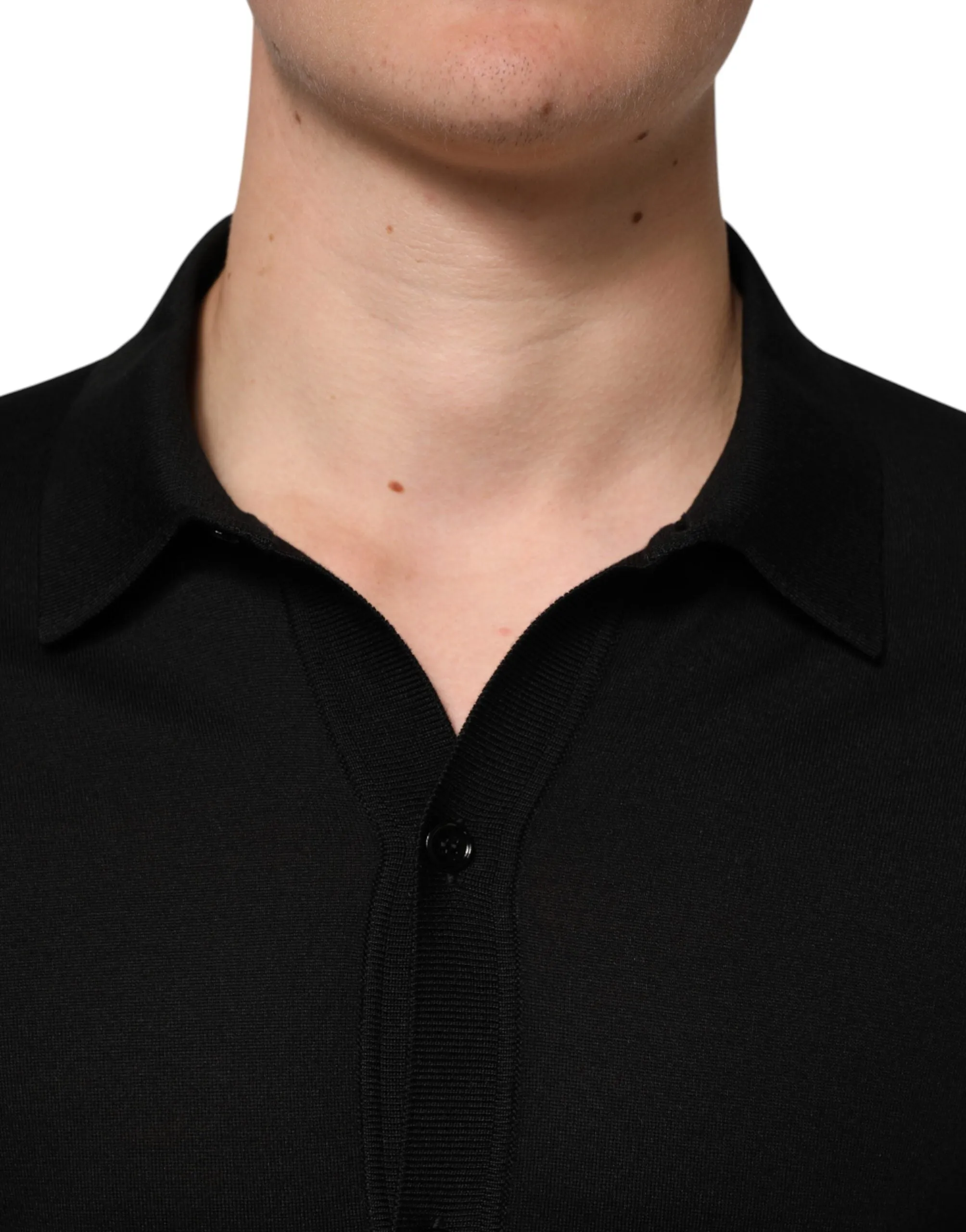 Dolce & Gabbana Black Silk Button Up Lightweight Sweater sold by Siebentaschen product image thumbnail 5