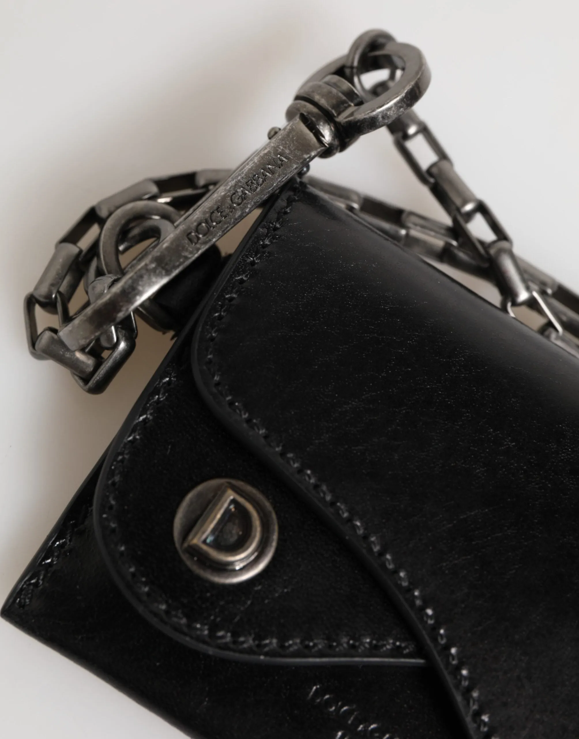 Dolce & Gabbana Black Cavallo Leather Wallet Chain Snap Bifold Card Holder sold by Siebentaschen product image thumbnail 4