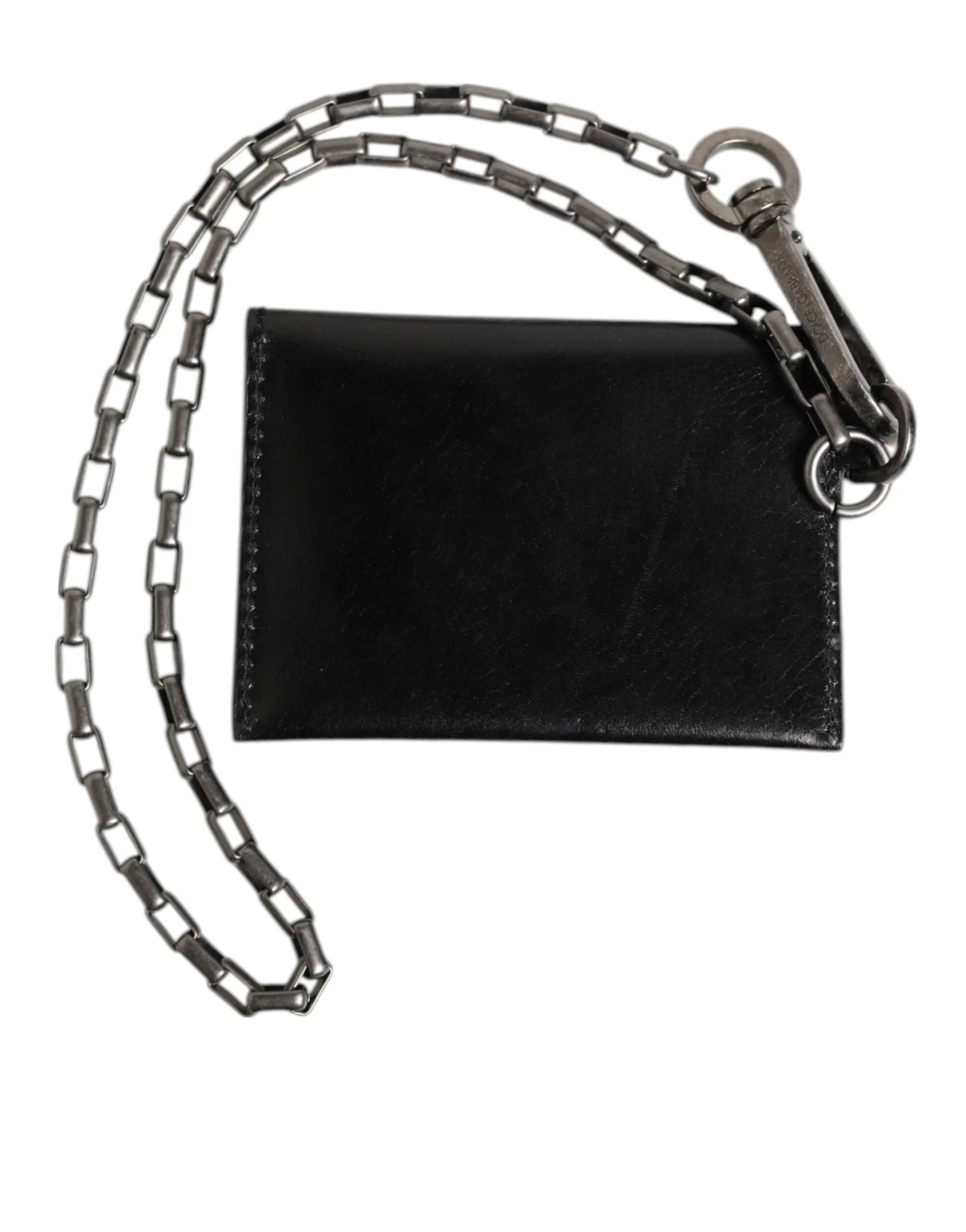 Dolce & Gabbana Black Cavallo Leather Wallet Chain Snap Bifold Card Holder sold by Siebentaschen product image thumbnail 5