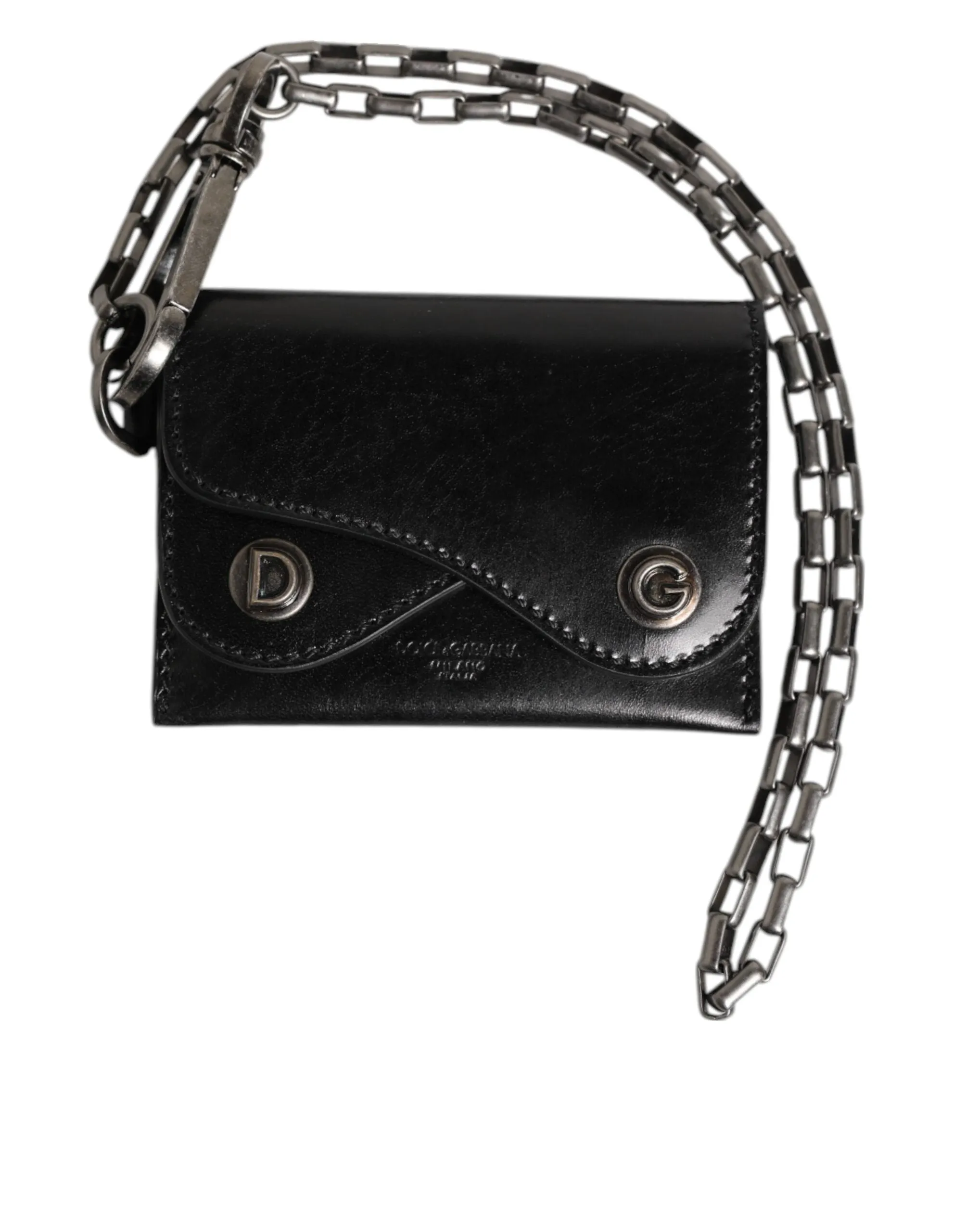 Dolce & Gabbana Black Cavallo Leather Wallet Chain Snap Bifold Card Holder sold by Siebentaschen product image thumbnail 2