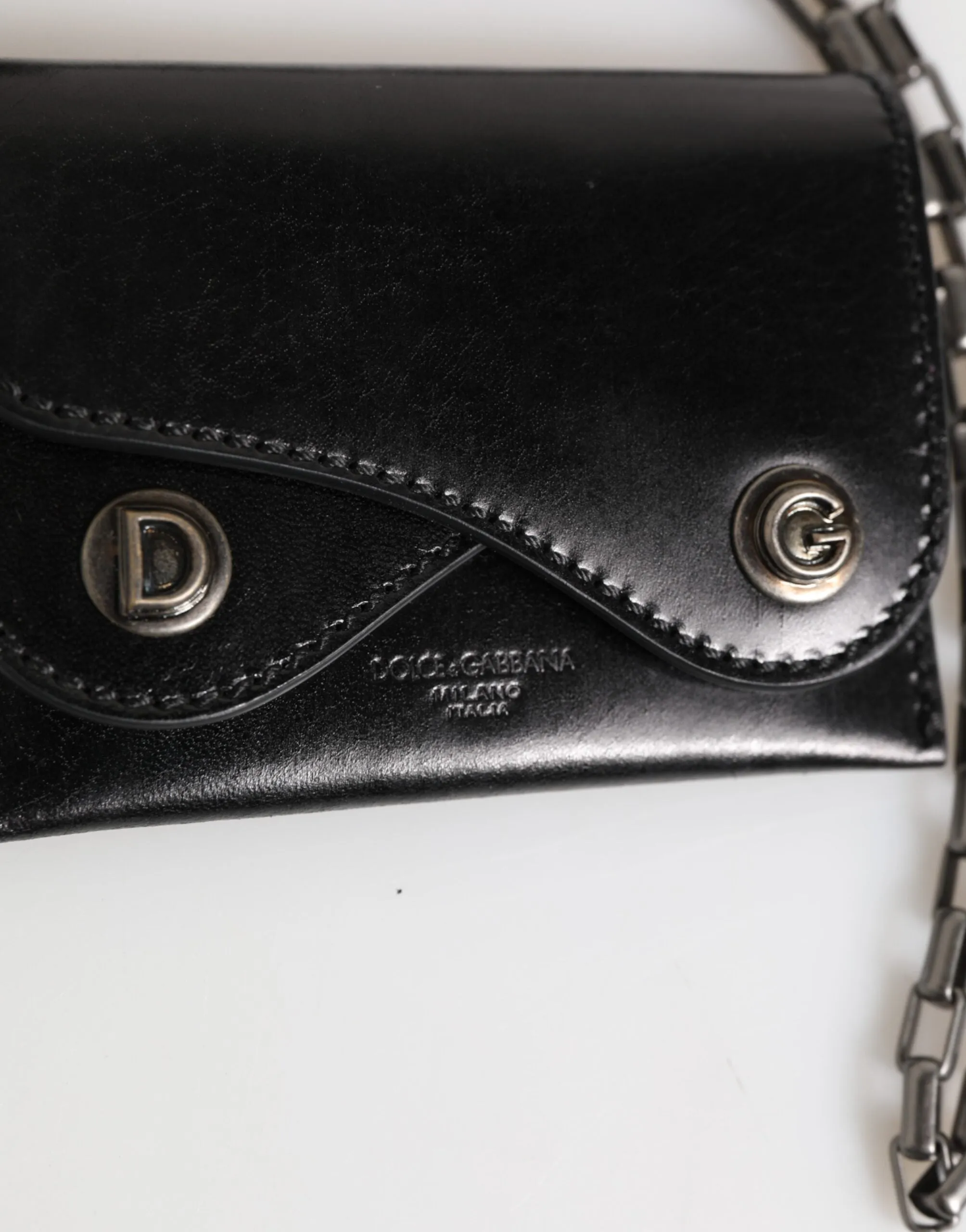 Dolce & Gabbana Black Cavallo Leather Wallet Chain Snap Bifold Card Holder sold by Siebentaschen product image thumbnail 3