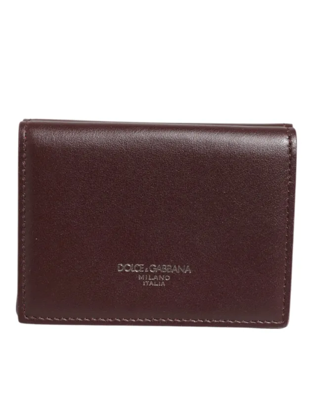 Dolce & Gabbana Leather Embossed Logo Trifold Men Card Holder Dark Brown sold by Siebentaschen