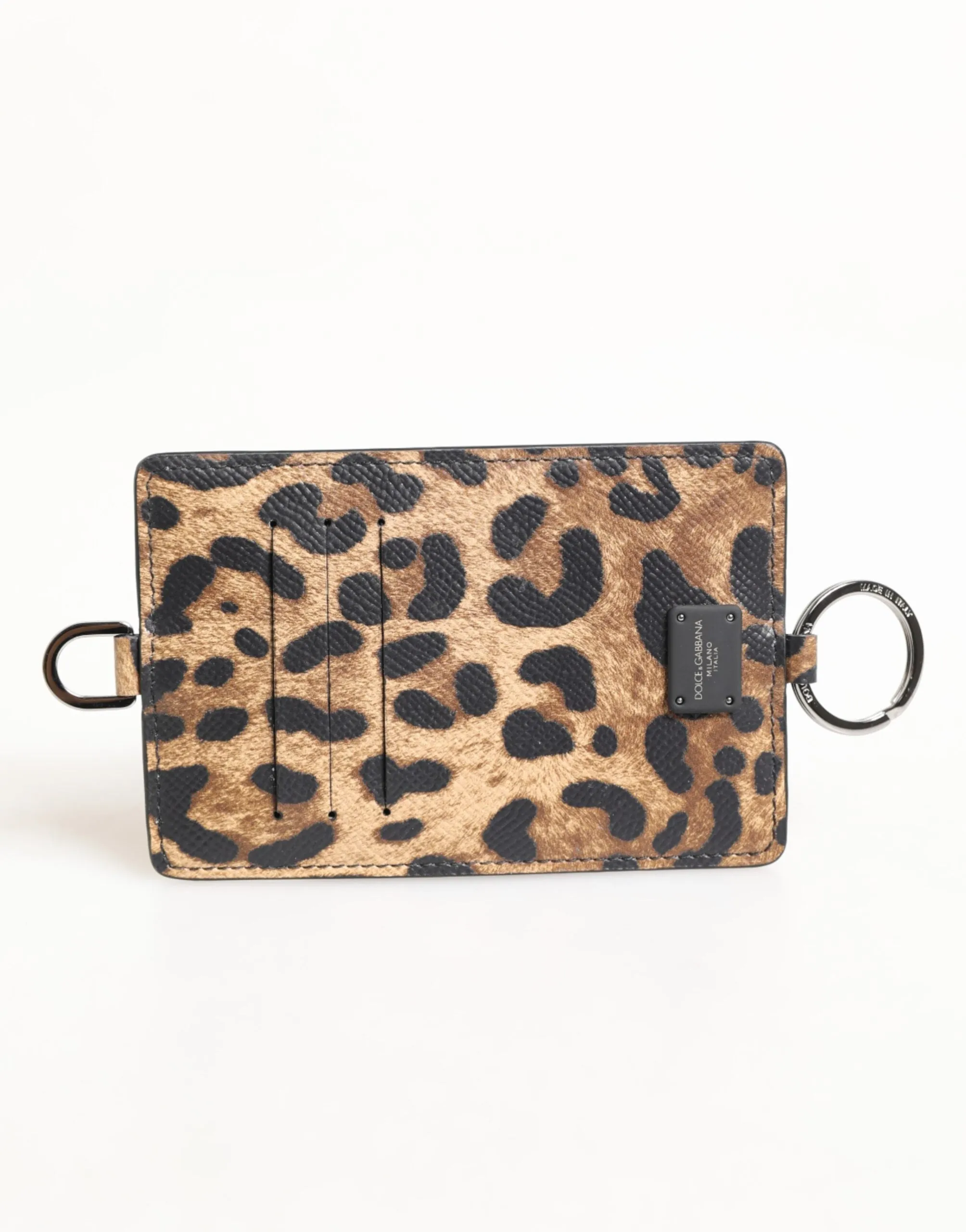 Dolce & Gabbana Leopard Print Leather Embossed Lanyard Card Holder Wallet sold by Siebentaschen