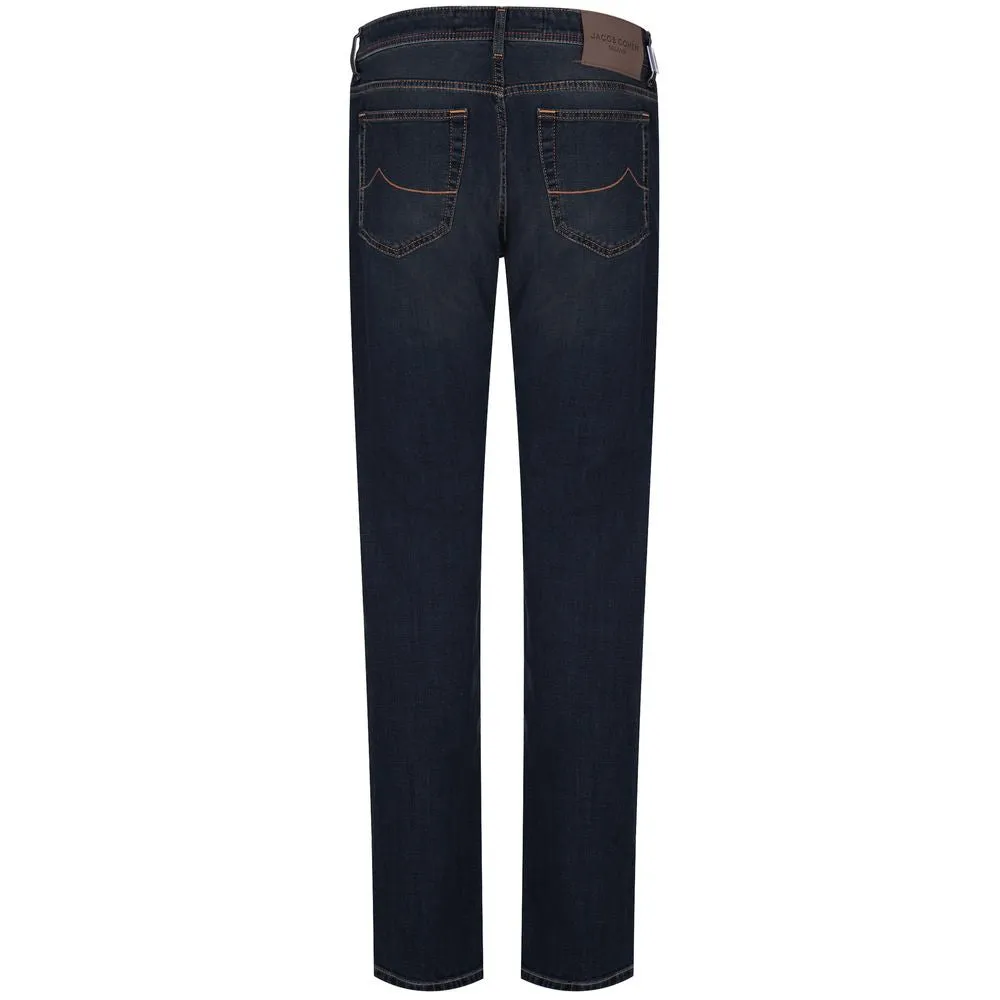 Jacob Cohen Blue Cotton Men Jeans with Orange Stitching sold by Siebentaschen product image thumbnail 2