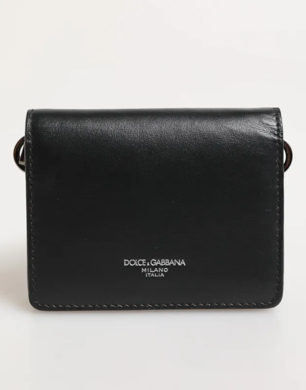 Dolce & Gabbana Black Leather DG Logo Bifold Card Holder Men Borse Wallet sold by Siebentaschen