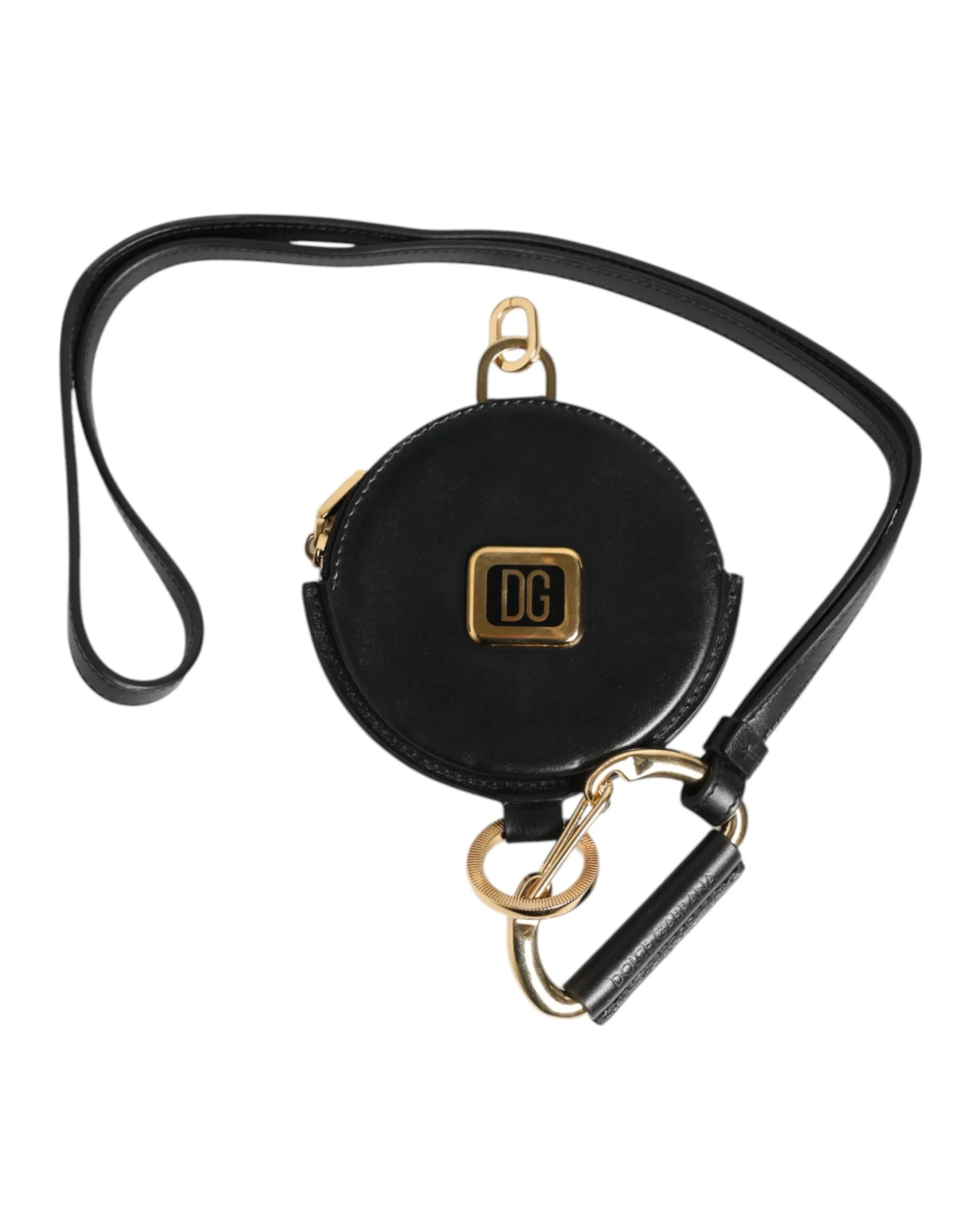 Dolce & Gabbana Black Round Leather DG Logo Coin Purse Lanyard Wallet sold by Siebentaschen product image thumbnail 2