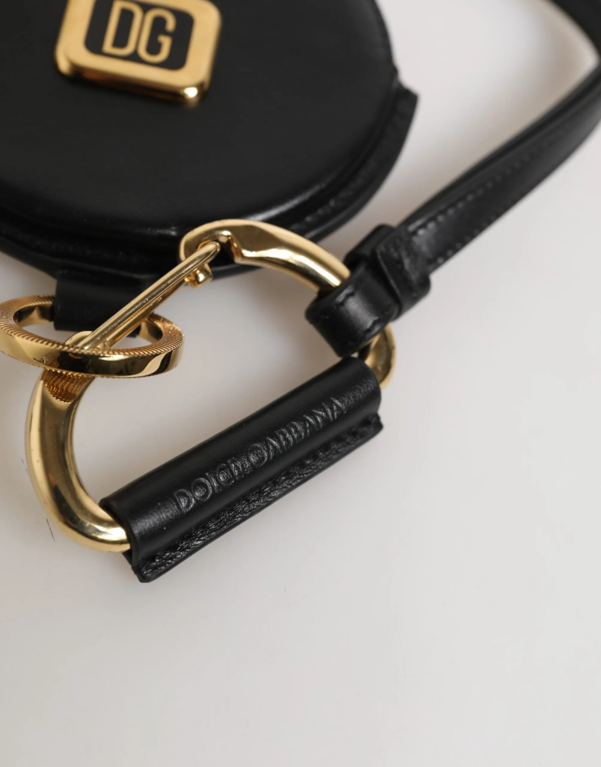 Dolce & Gabbana Black Round Leather DG Logo Coin Purse Lanyard Wallet sold by Siebentaschen product image thumbnail 4