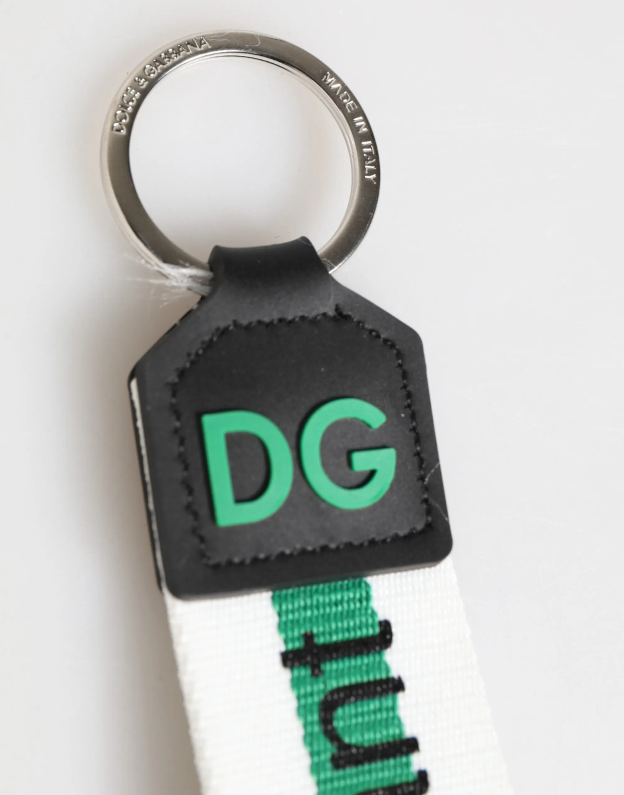 Dolce & Gabbana Green Logo Polyester Silver Brass Holder Keychain Keyring sold by Siebentaschen product image thumbnail 3