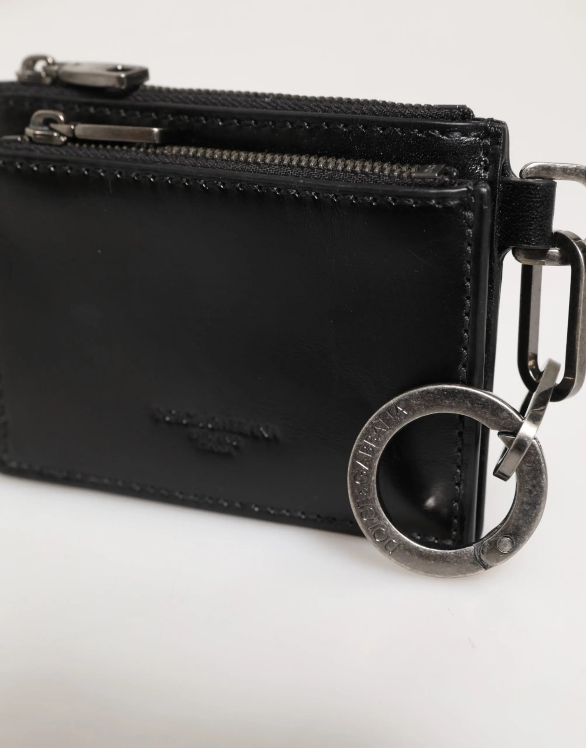 Dolce & Gabbana Black Leather Zipped Card Holder Coin Purse Keyring Wallet sold by Siebentaschen product image thumbnail 3